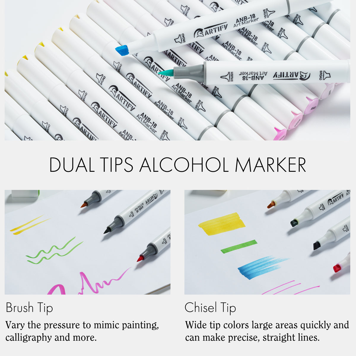 ARTIFY 48 Pastel Colors Fine & Broad Dual Tips Art Markers – Artify