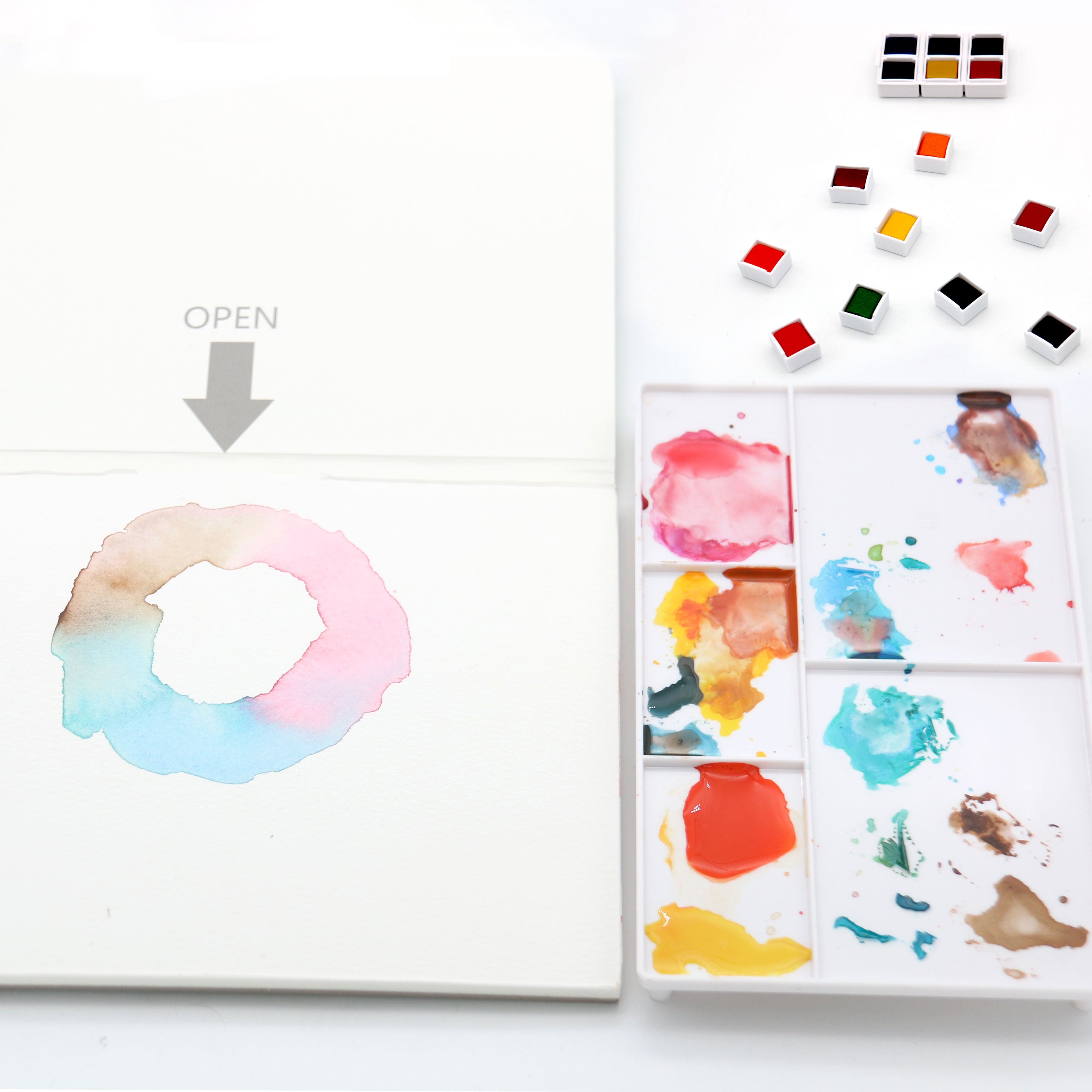 Artify Watercolor Field Sketch Set - 48 Assorted Colors with 3 Brushes, Mini Travel Kit - Artify