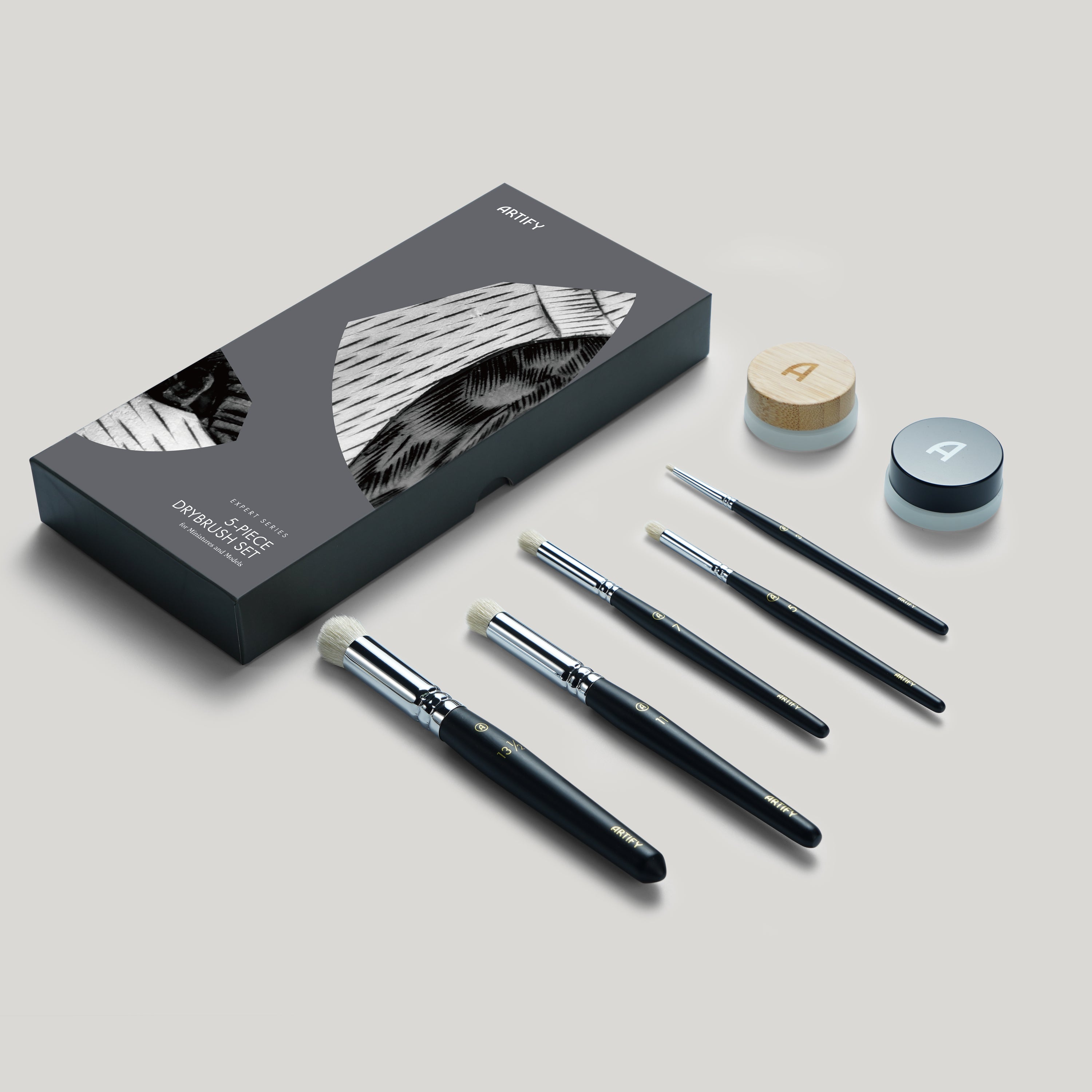 ARTIFY Drybrush Set of 5 Sizes: Expert Series Dry Brush for Effortless  Miniature, Model, Ceramics, Citadel Painting - Hobby Detail Small Acrylic  Oil