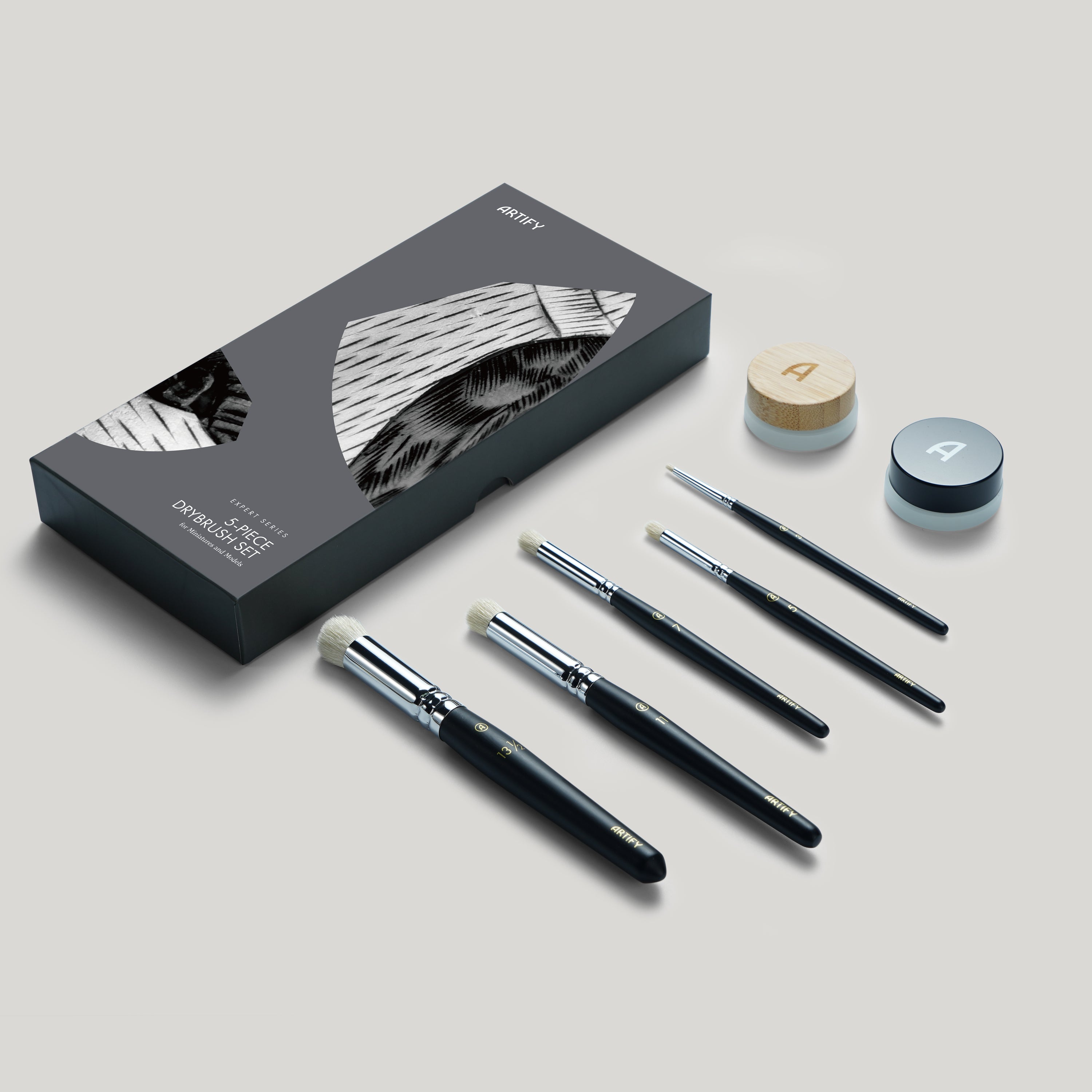 5PCS Drybrush Set Miniature Painting-Effortless Miniature & Model Painting (Black & White)