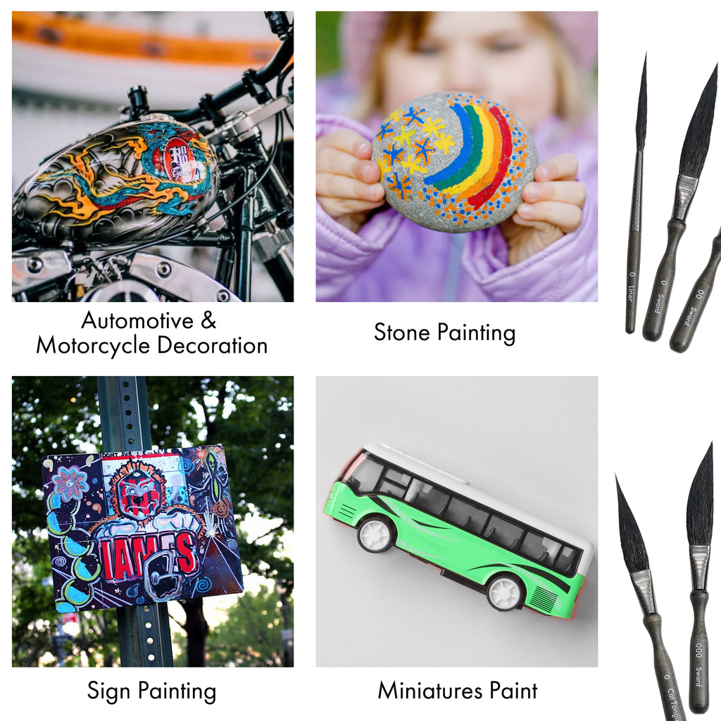 5 Pcs Professional Pinstriping Brush Set, Mixed Squirrel & Goat Hair - Artify