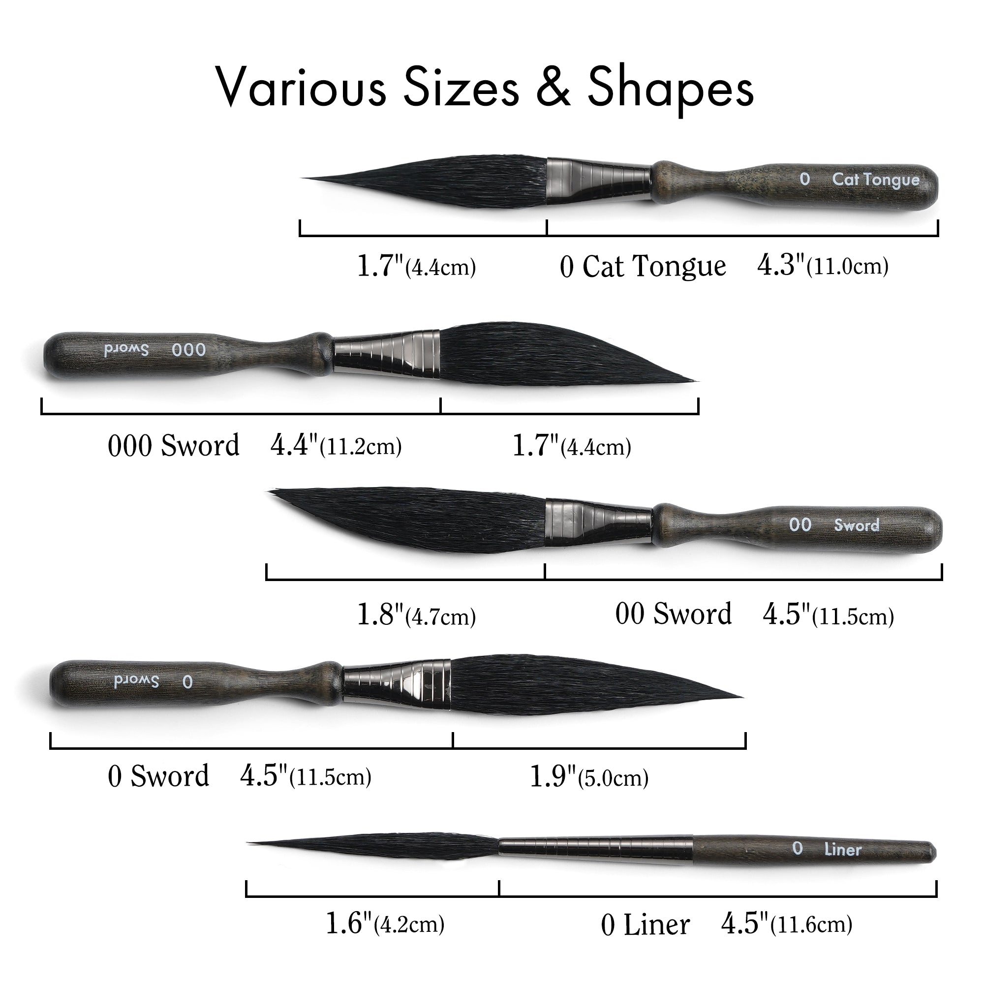 5 Pcs Professional Pinstriping Brush Set, Mixed Squirrel & Goat Hair