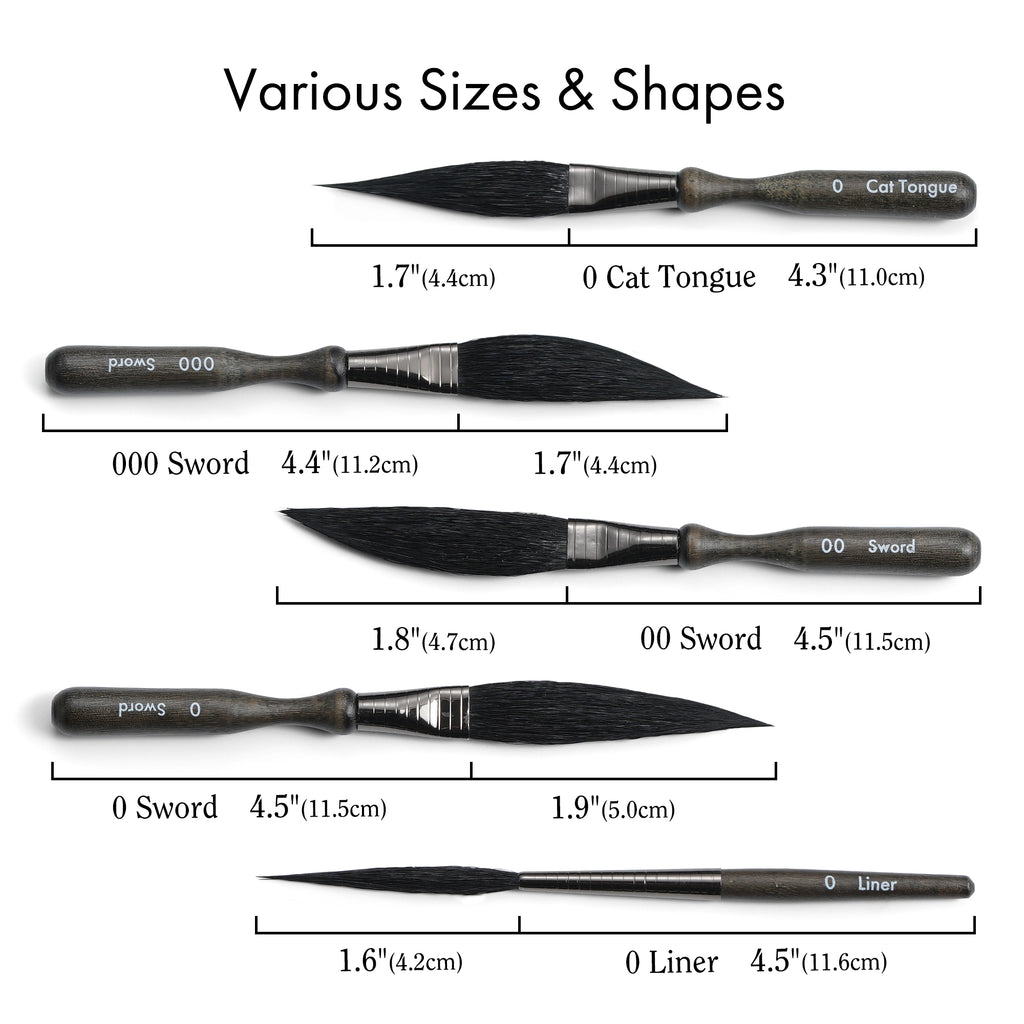 5 Pcs Professional Pinstriping Brush Set, Mixed Squirrel & Goat Hair - Artify