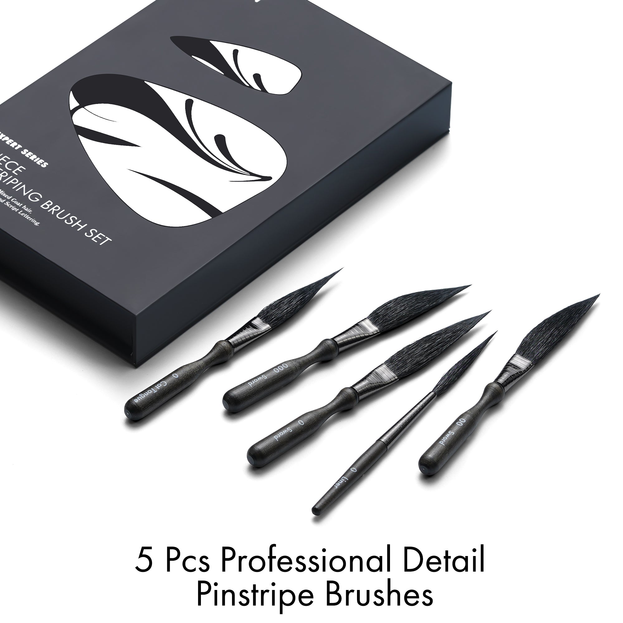 5 Pcs Professional Pinstriping Brush Set, Mixed Squirrel & Goat Hair - Artify