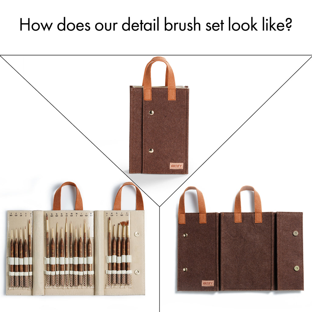 20 pcs detail paint brush set with carrying bag