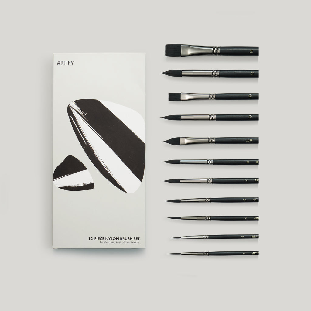 ARTIFY 12 PCS Premium Nylon Hair Watercolor Paint Brushes - Artify