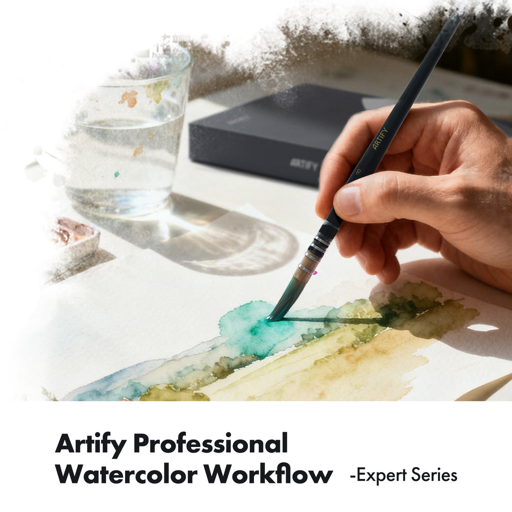 ARTIFY 6 PCS Synthetic Quill Brush Watercolor Mop Brush Set, Expert Series