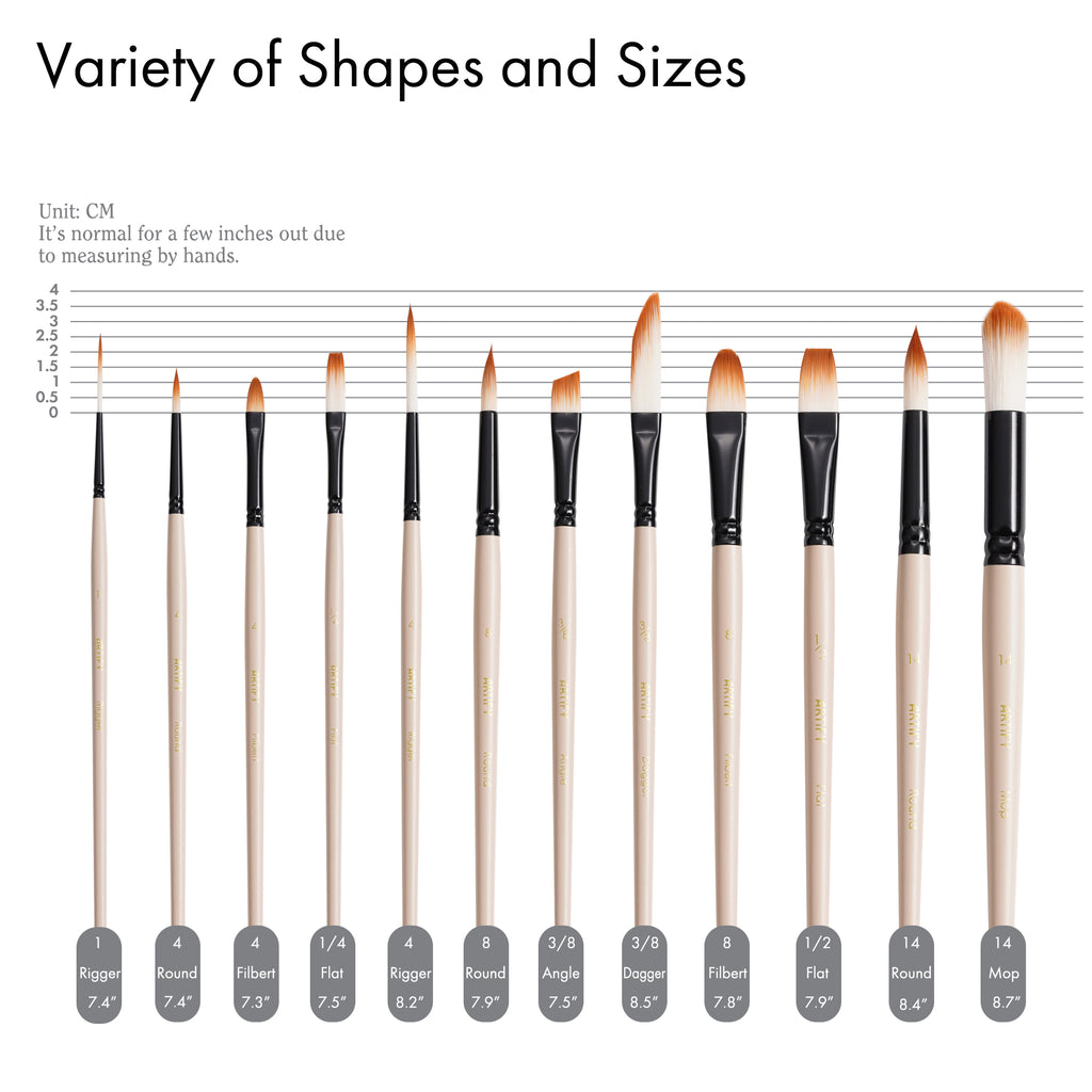Professional Watercolor Paint Brush Set with Case for Beginners & Pros,Various Shapes - Artify
