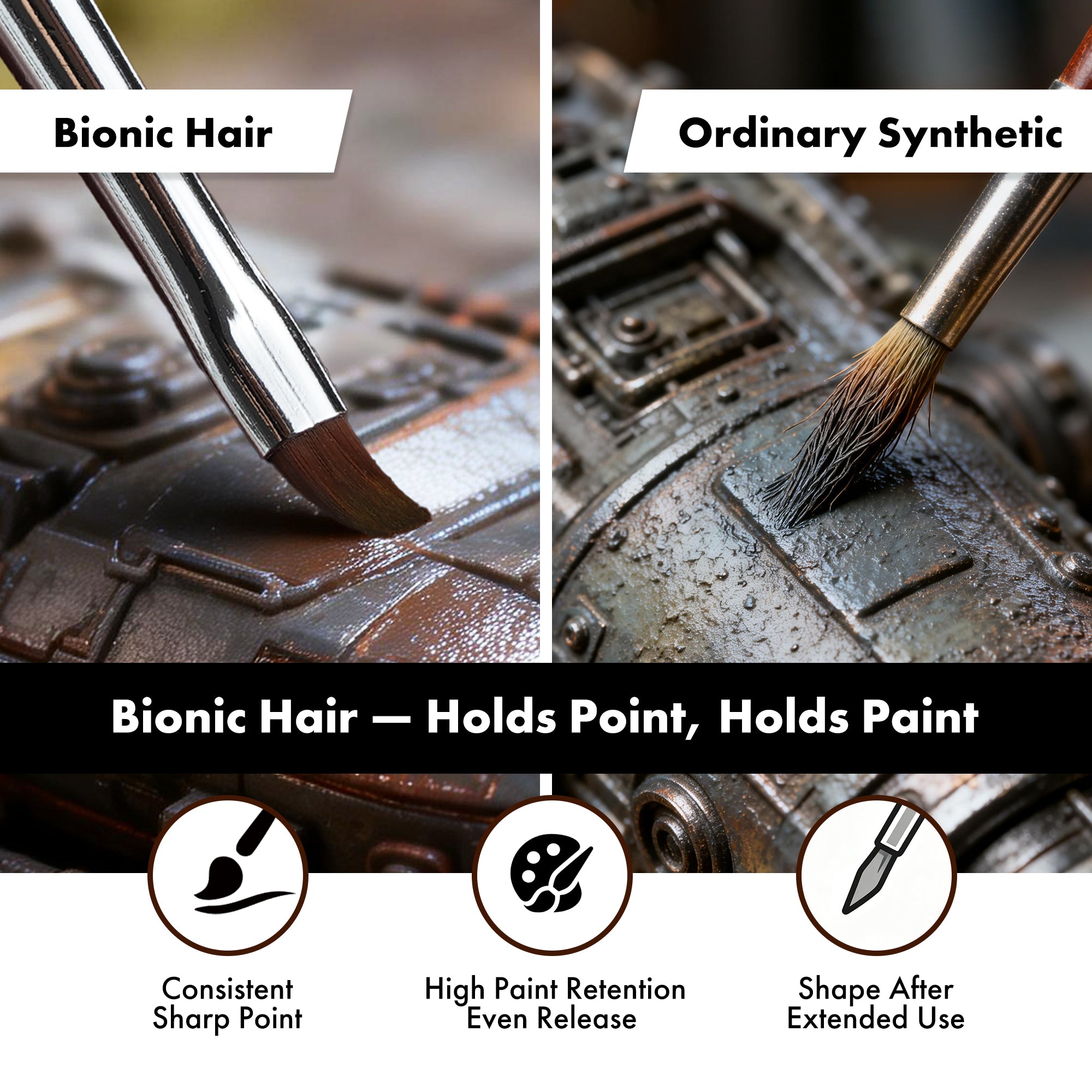 ARTIFY 14 PCS Miniature Paint Brush Set: Bionic Hair Fine Brushes with Goat Hair Drybrushes