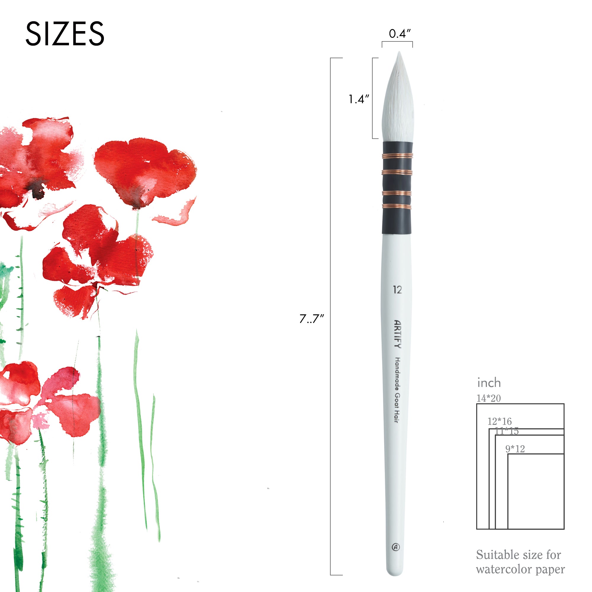 ARTIFY Professional Goat Hair Watercolor Brushes - Artify