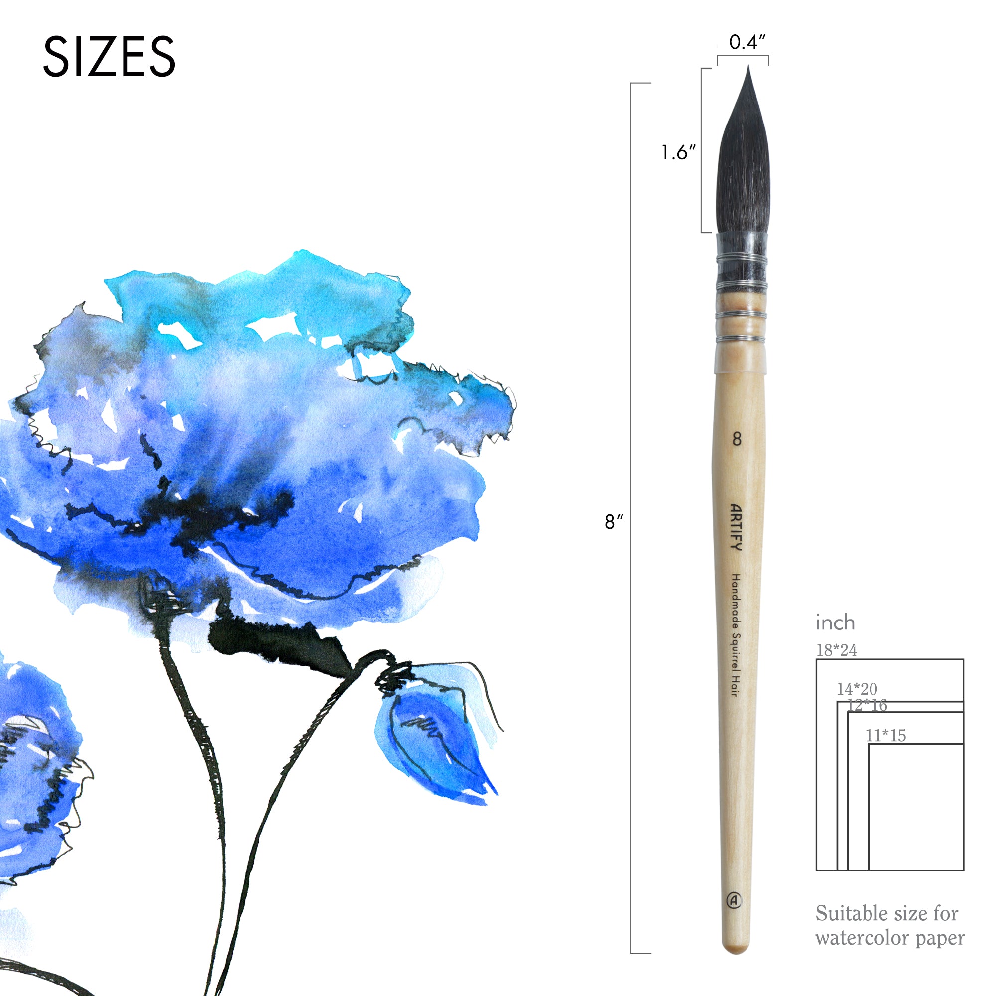 ARTIFY Professional Squirrel Hair Watercolor Brushes