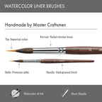 Extended Needle Point Brush Set, Sable & Nylon Hybrid Watercolor Detail Brushes , Expert Series - Artify