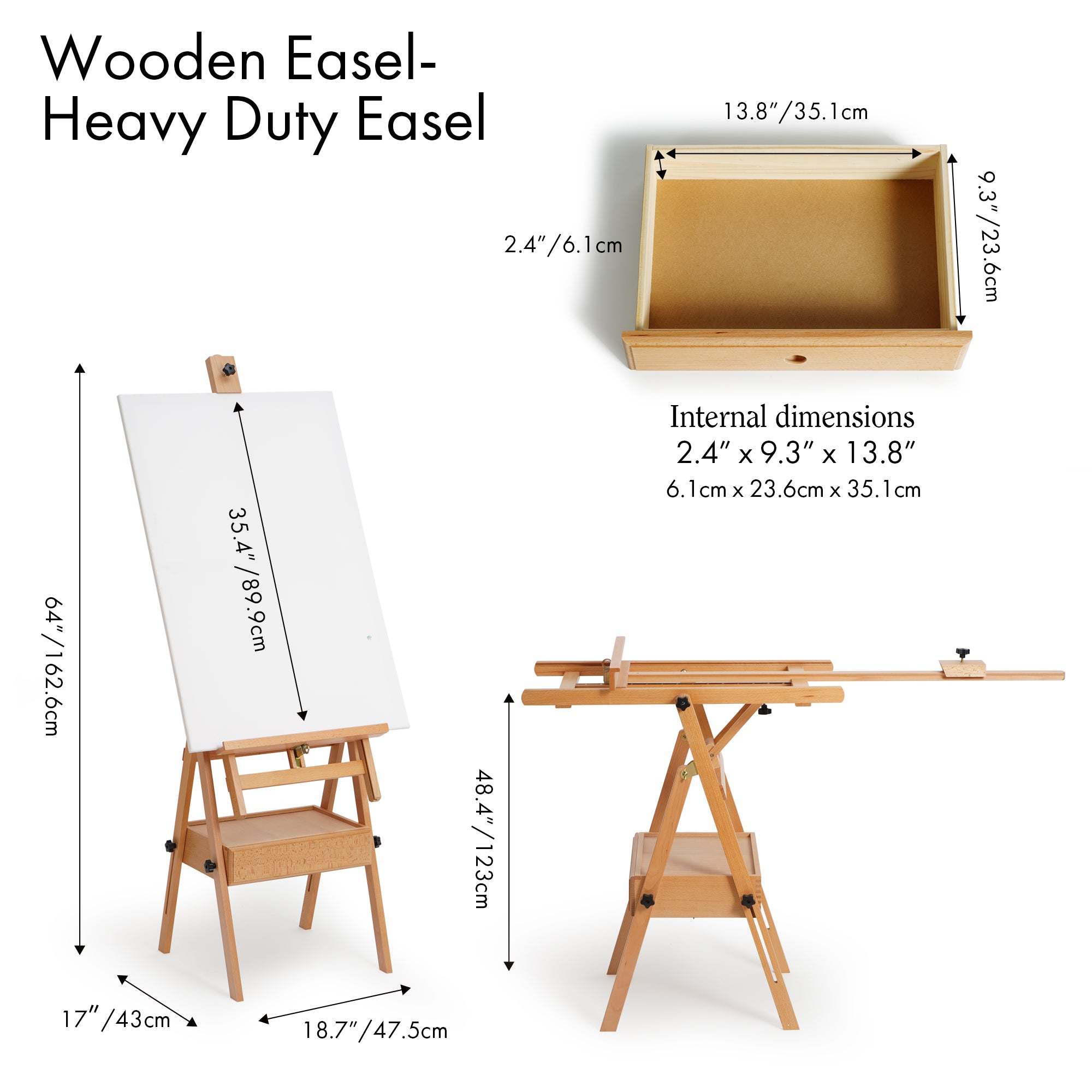 ARTIFY Large Wooden H-Frame Studio Beechwood Easel - Artify