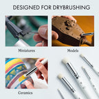 ARTIFY 5 Sizes Drybrush Set for Effortless Miniature, Model, Ceramics, Citadel Painting (White) - Artify