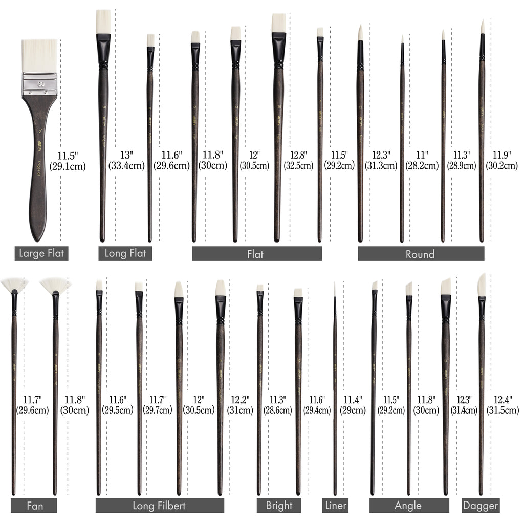 ARTIFY Paint Brush Set, 24 Piece Long Handle Oil Paint Brushes - Artify