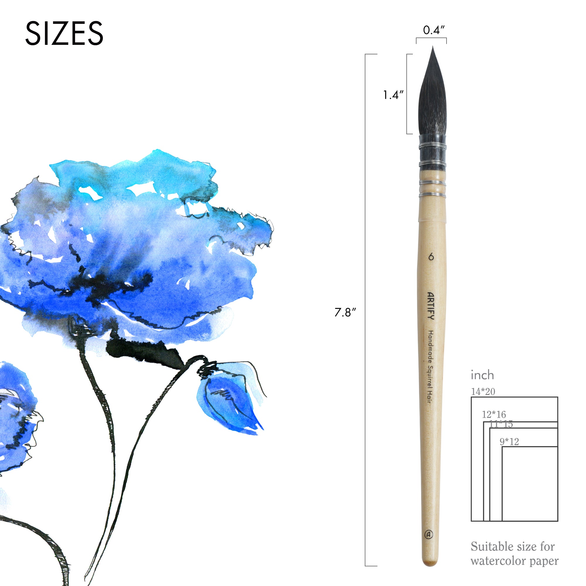 ARTIFY Professional Squirrel Hair Watercolor Brushes