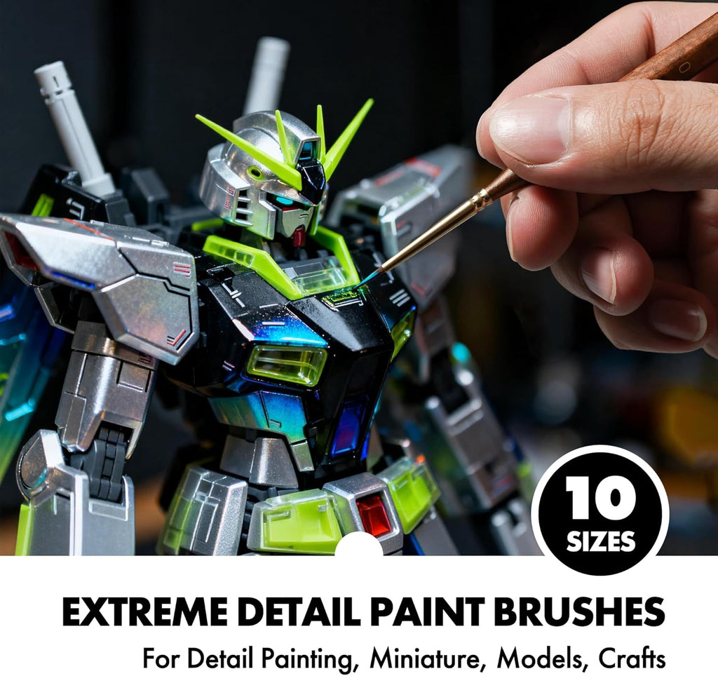 Extreme Detail Paint Brushes for Miniature, Round Tip Nylon Fine Brush with Hexagonal Handle - Artify