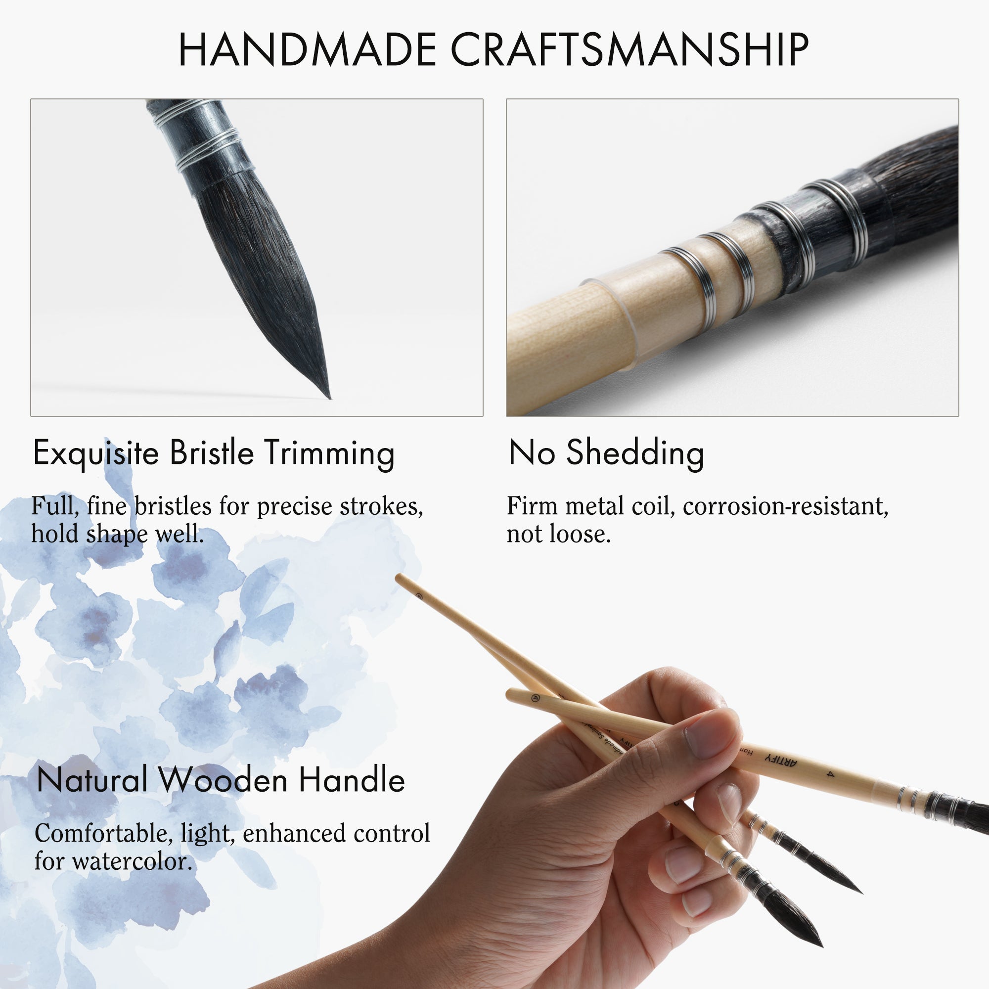 Another details of this squirrel hair brush set