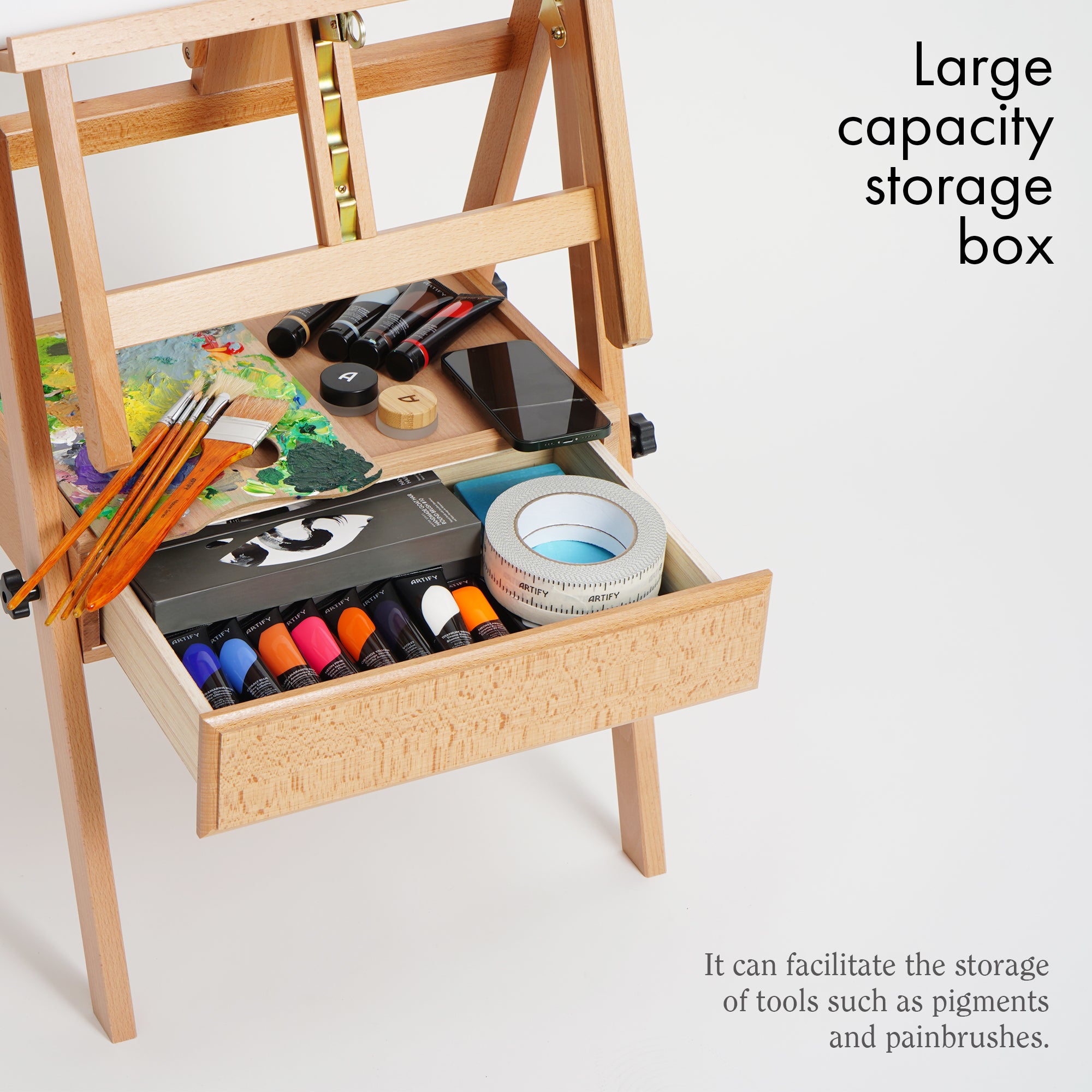 ARTIFY Large Wooden H-Frame Studio Beechwood Easel - Artify