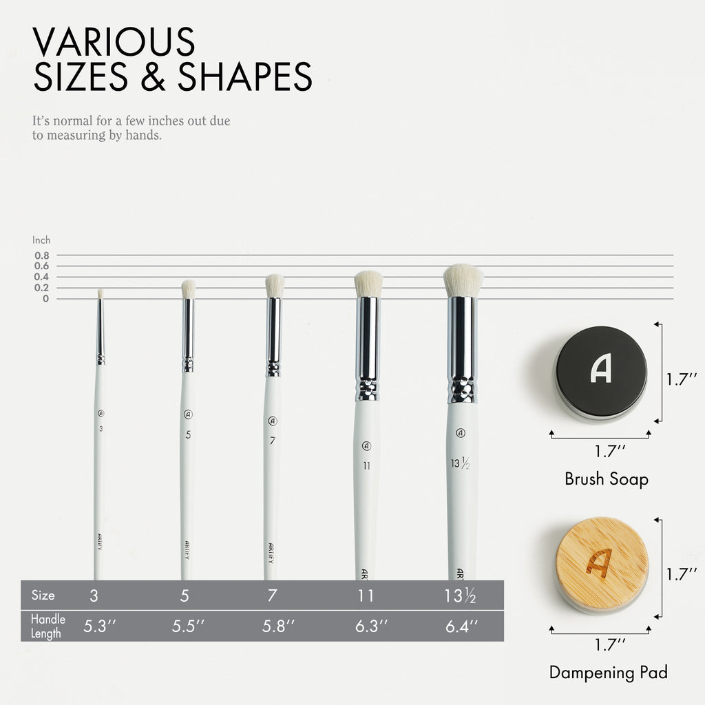 5PCS Drybrush Set Miniature Painting-Effortless Miniature & Model Painting (Pure White) - Artify