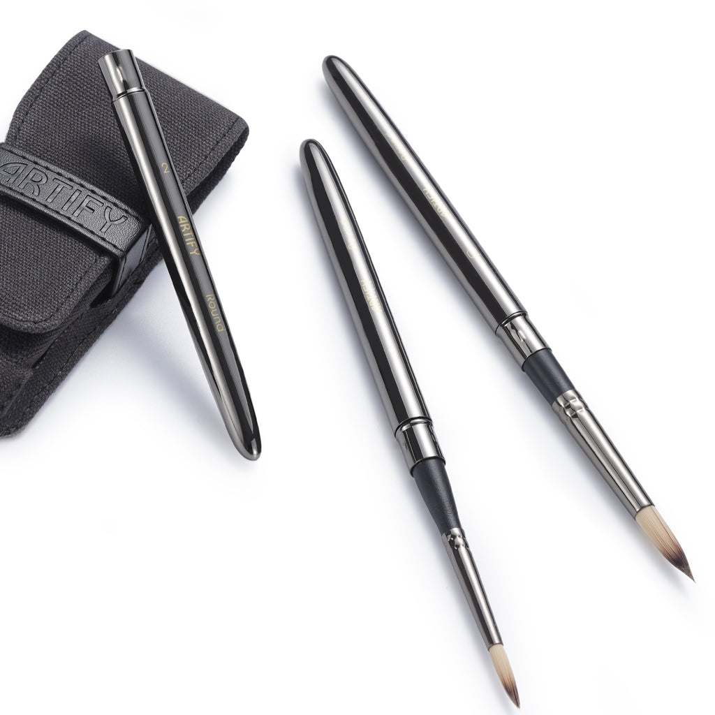 ARTIFY Travel Watercolor Brush Set, Synthetic Outdoor Paint Brushes with with Anti-Rust Handle