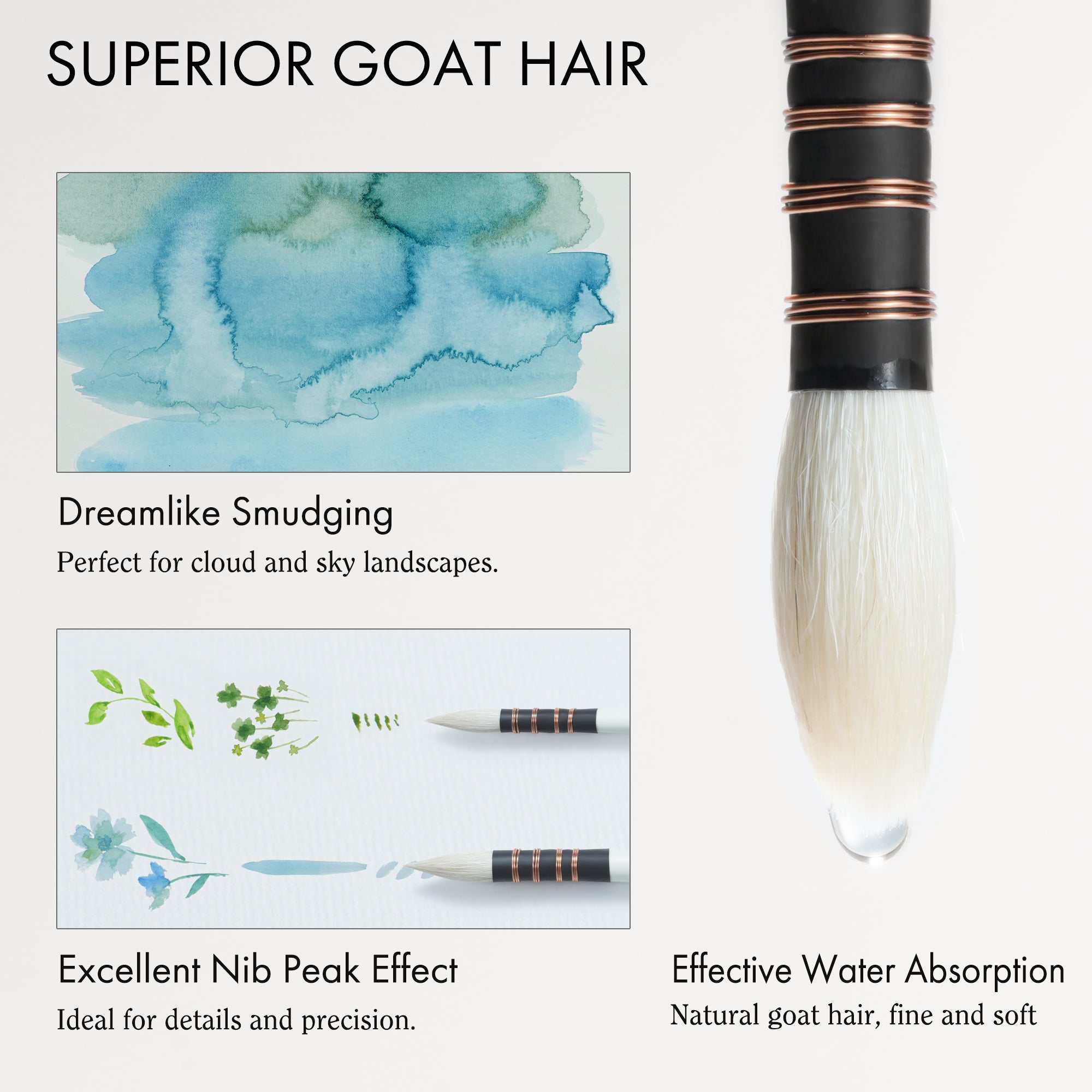 Unbranded Flat Goat Bristle Art Brushes for sale