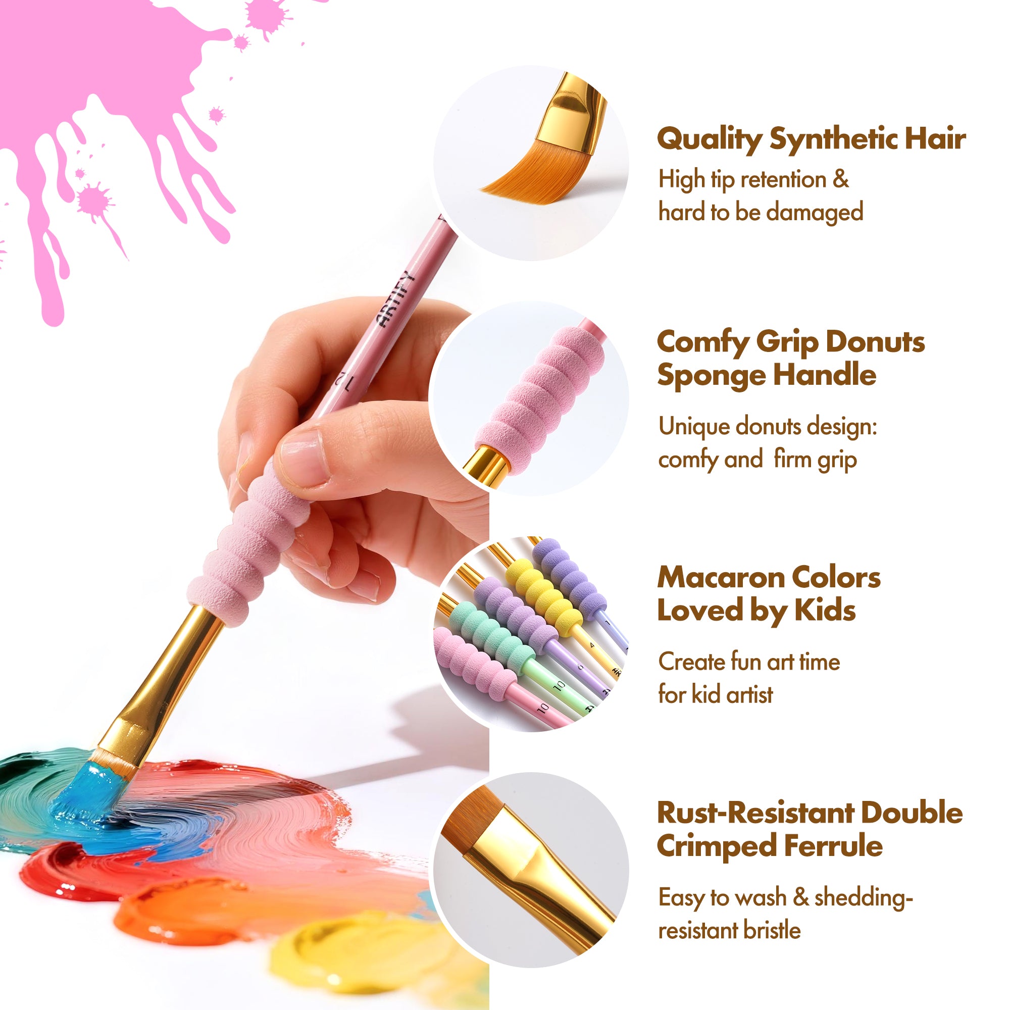 ARTIFY All-Purpose Paint Brushes for Kids, Ideal for Kids Arts & Crafts