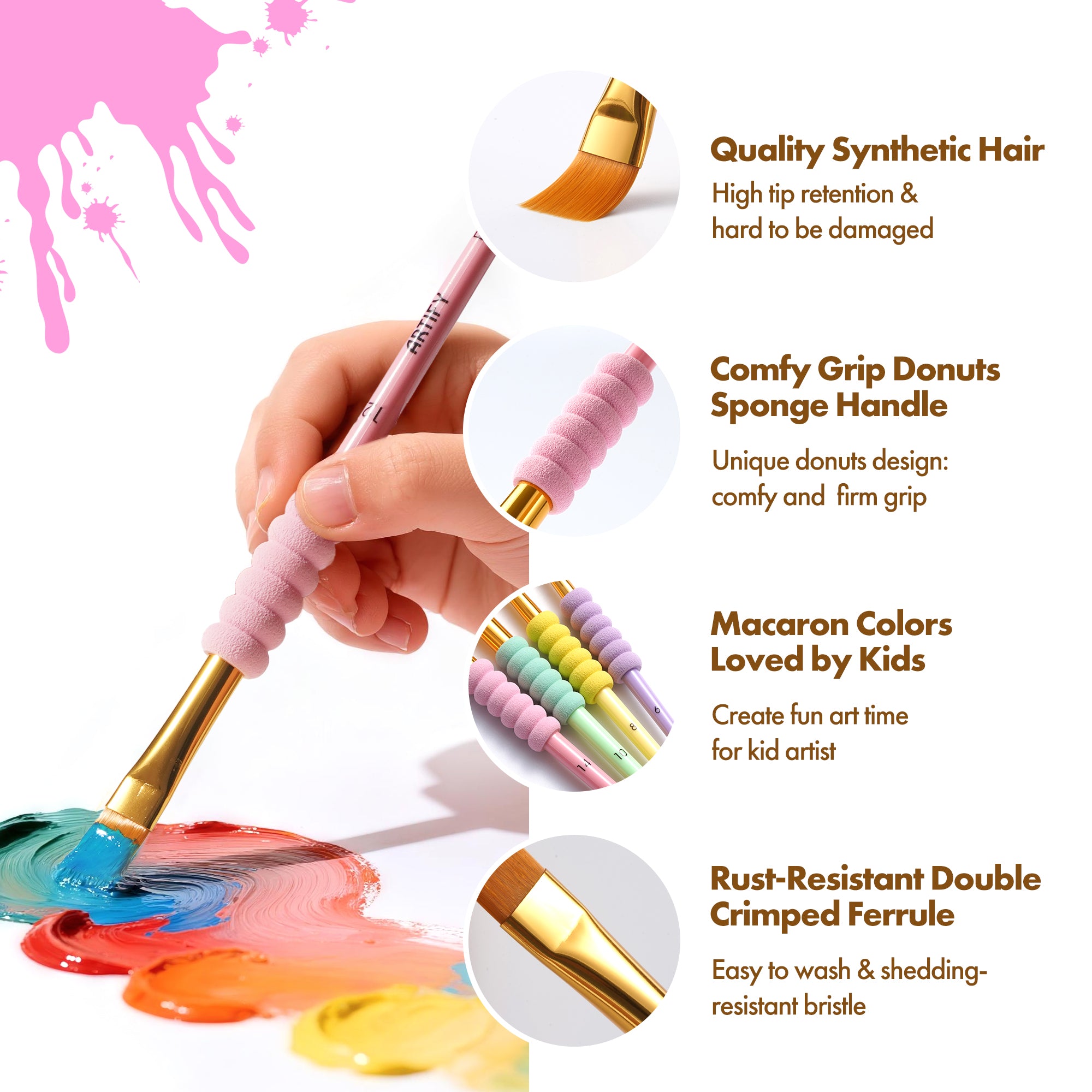 ARTIFY All-Purpose Paint Brushes for Kids, Ideal for Kids Arts & Crafts