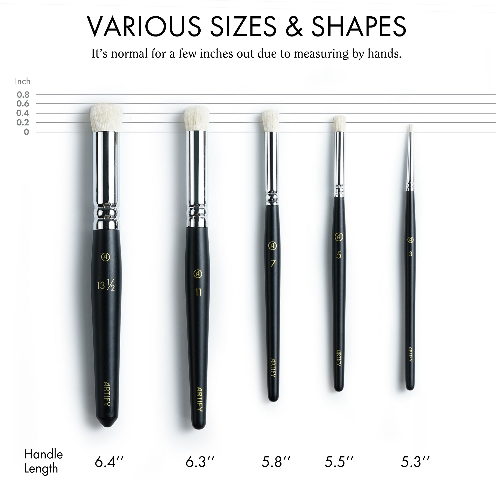 ARTIFY 5 Sizes Drybrush Set for Effortless Miniature, Model, Ceramics, Citadel Painting (Black)