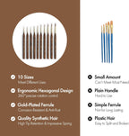 Extreme Detail Paint Brushes for Miniature, Round Tip Nylon Fine Brush with Hexagonal Handle - Artify
