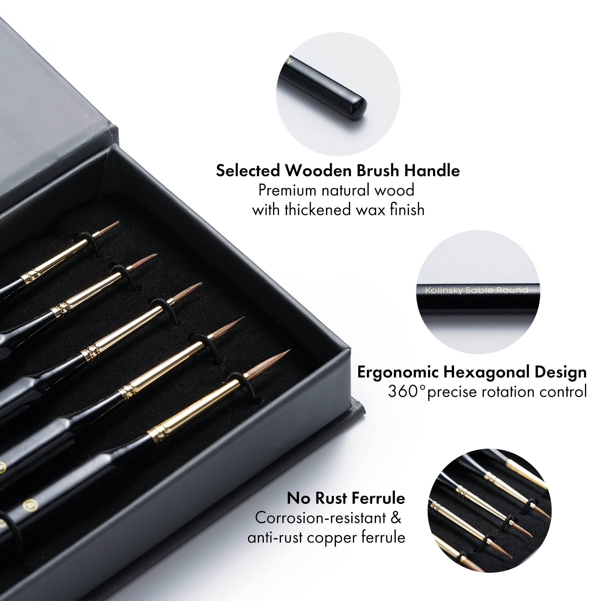 ARTIFY 100% Kolinsky Sable Micro Detail Paint Brushes, Master Series