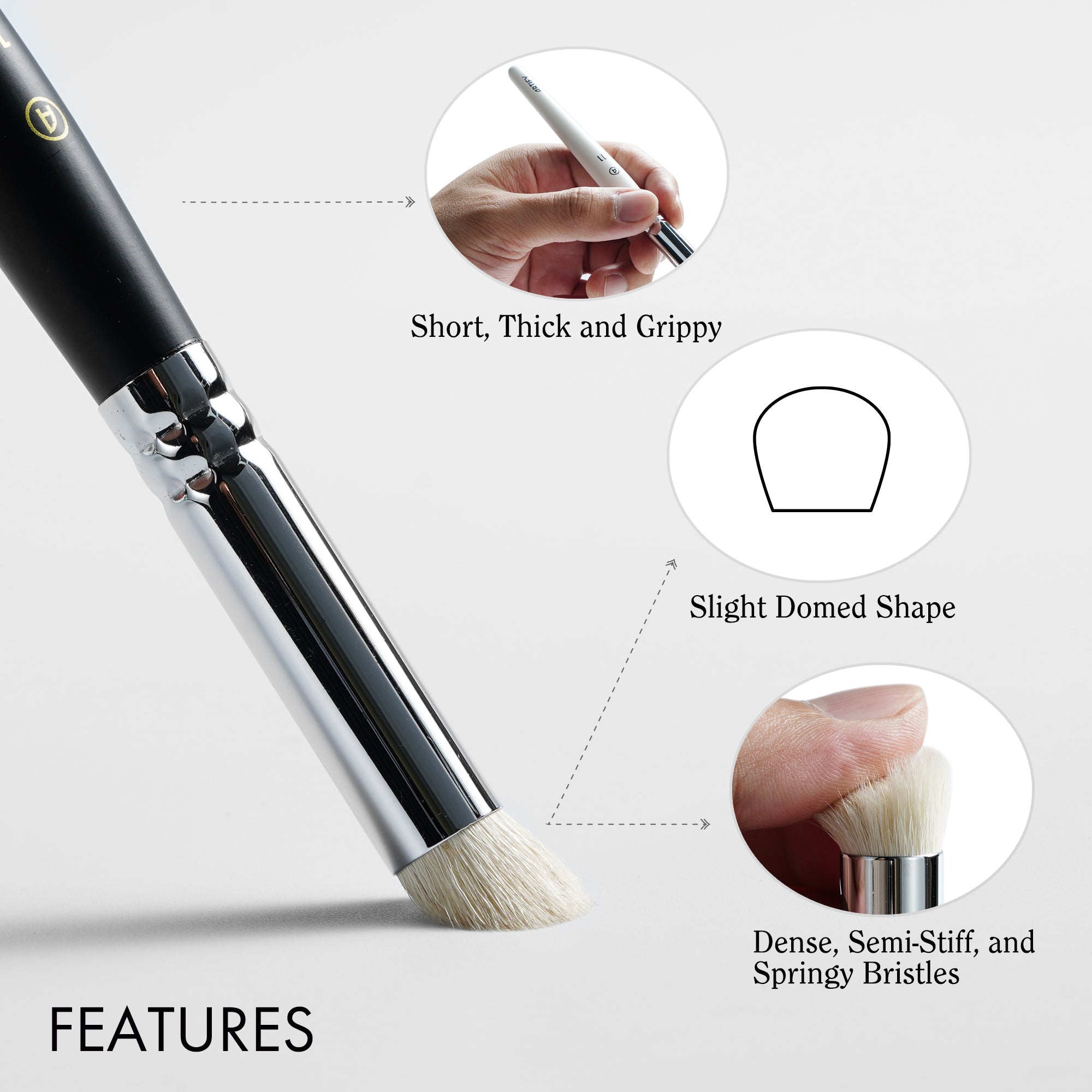 ARTIFY 5 Sizes Drybrush Set for Effortless Miniature, Model, Ceramics, Citadel Painting (Black)