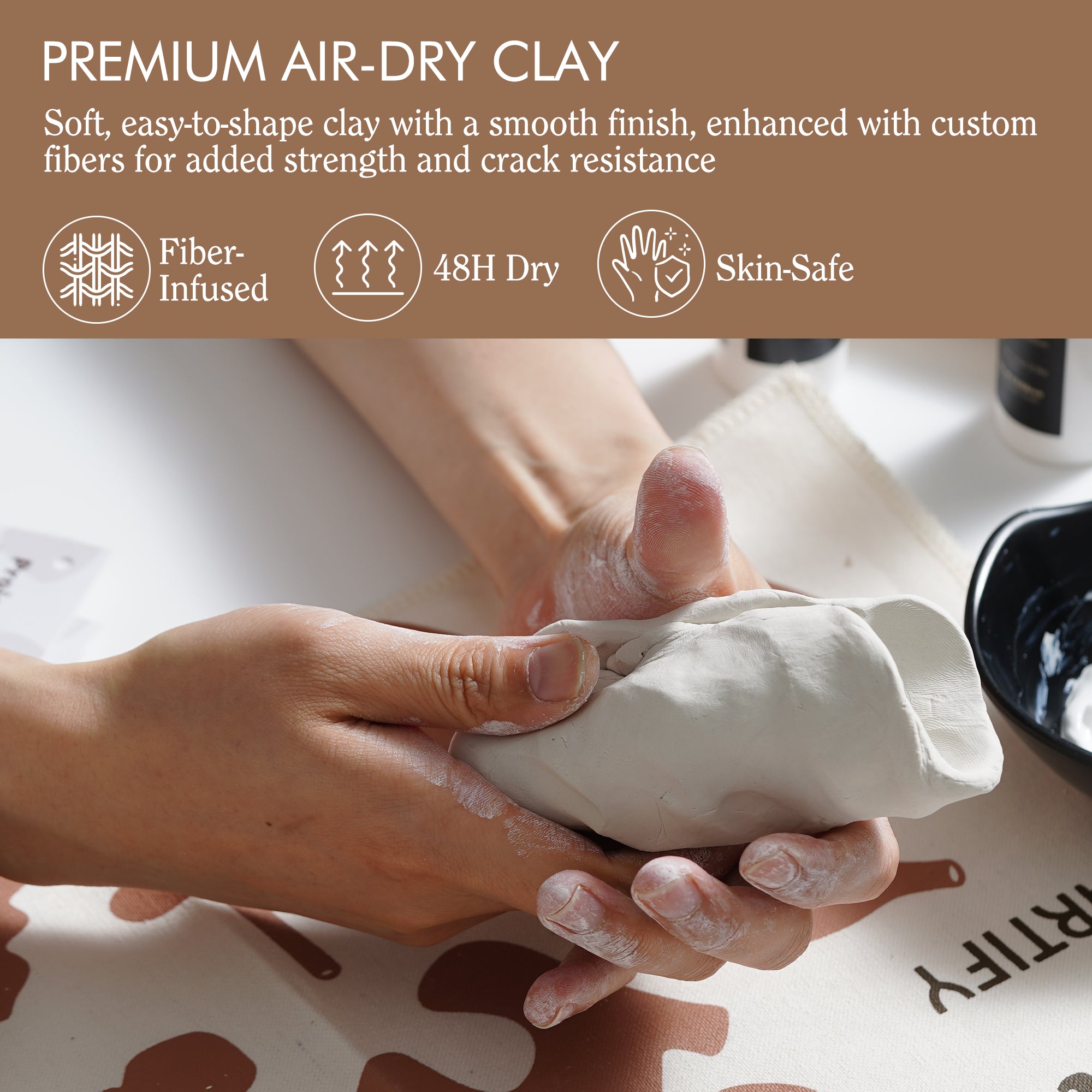 ARTIFY Air Dry Clay Craft Kit , DIY Home Pottery Kit for All Ages, Mold & Sculpt Series - Artify