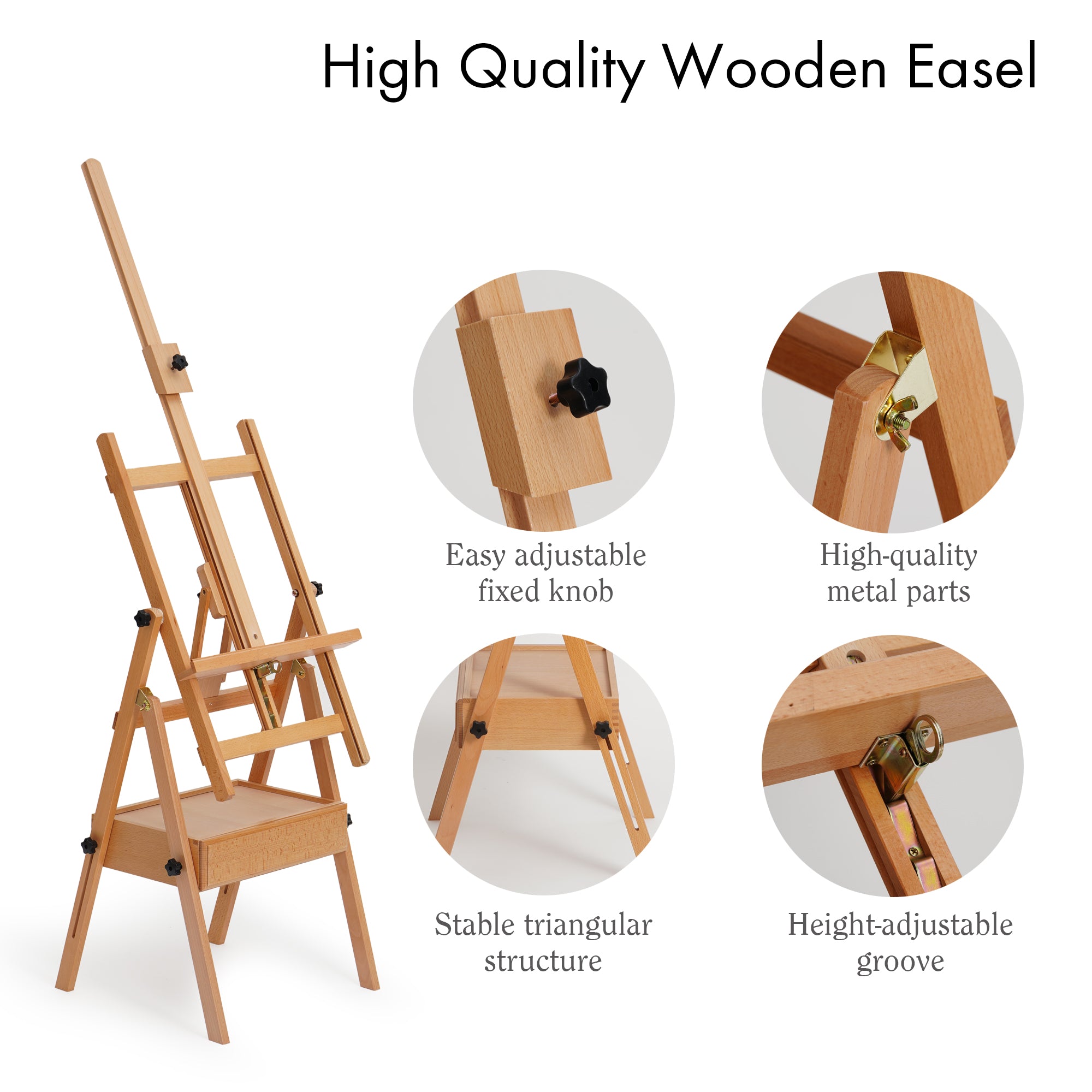ARTIFY Large Wooden H-Frame Studio Beechwood Easel - Artify