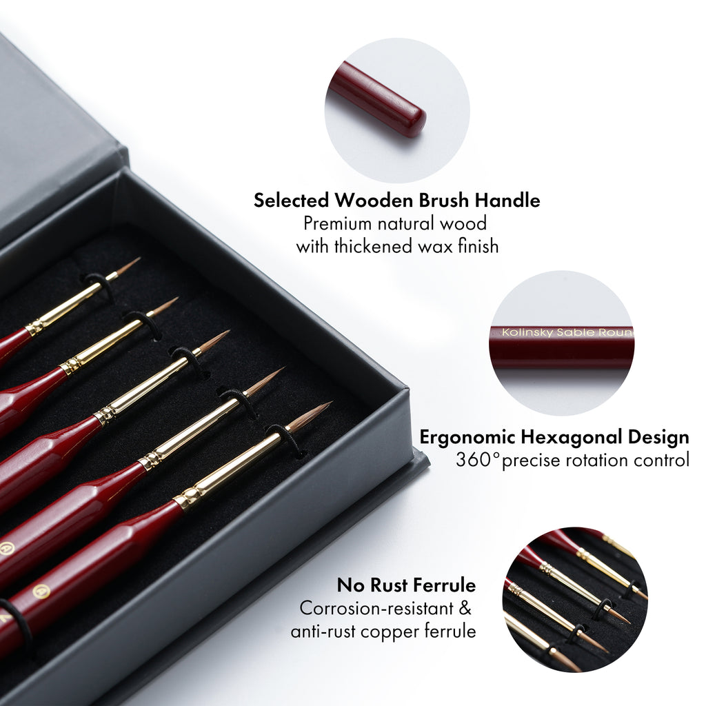 ARTIFY 100% Kolinsky Sable Micro Detail Paint Brushes, Master Series