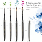 ARTIFY Travel Watercolor Brush Set, Synthetic Outdoor Paint Brushes with with Anti-Rust Handle