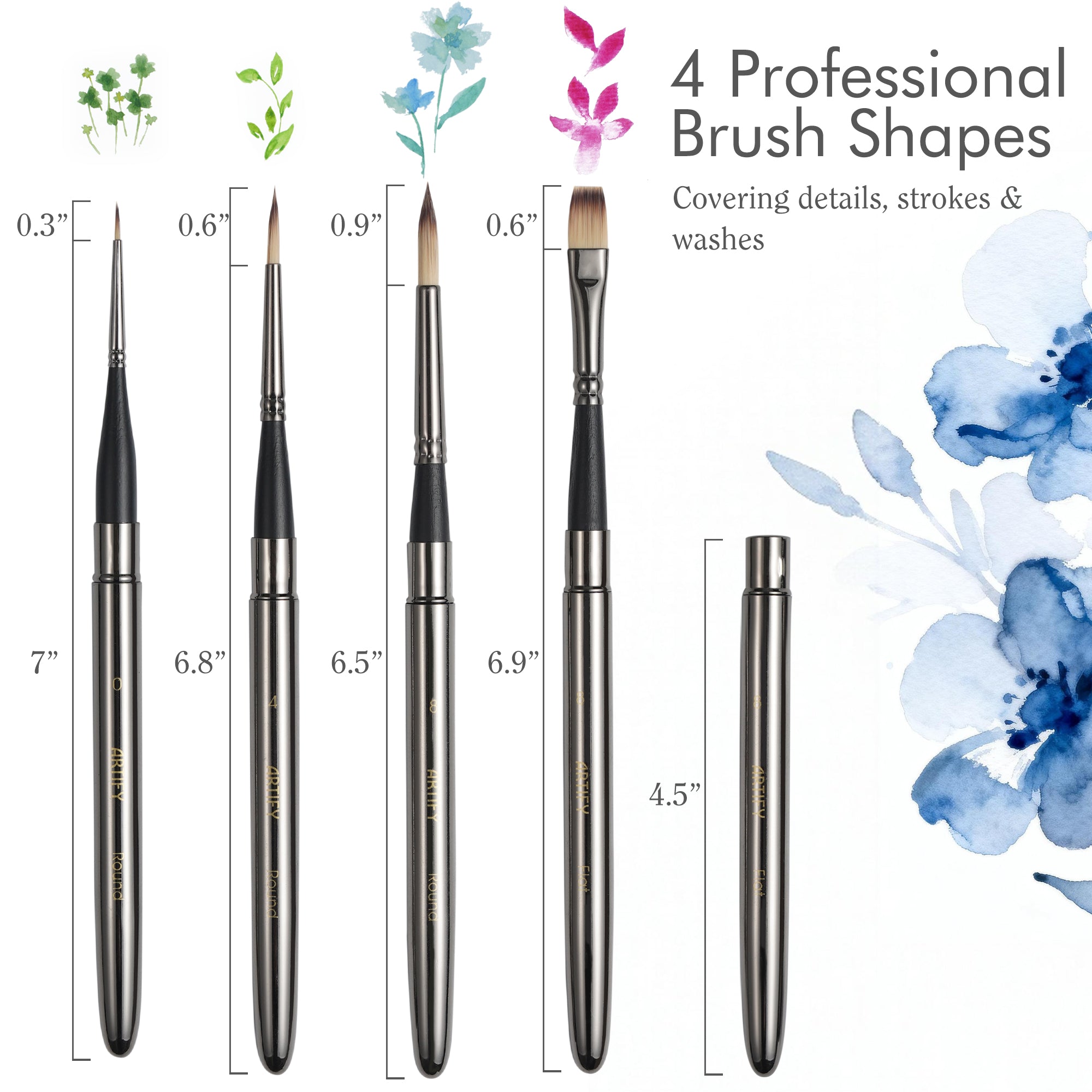 ARTIFY Travel Watercolor Brush Set, Synthetic Outdoor Paint Brushes with with Anti-Rust Handle