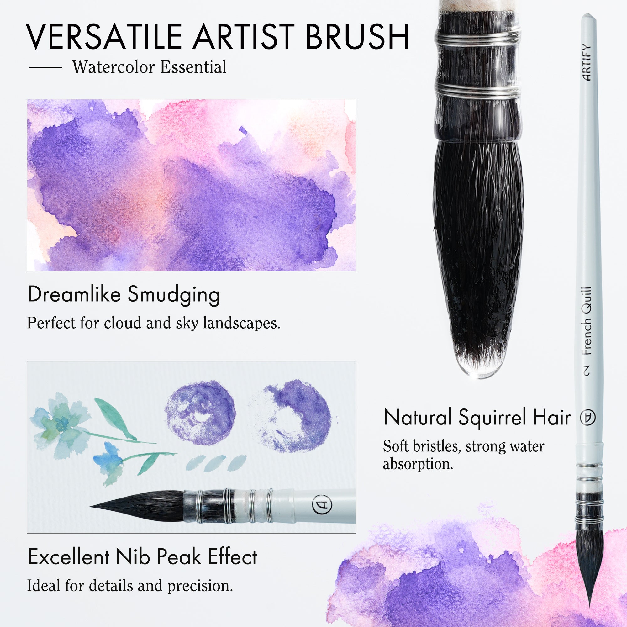 ARTIFY 9 PCS Travel Watercolor Brushes for Beginners & Pros