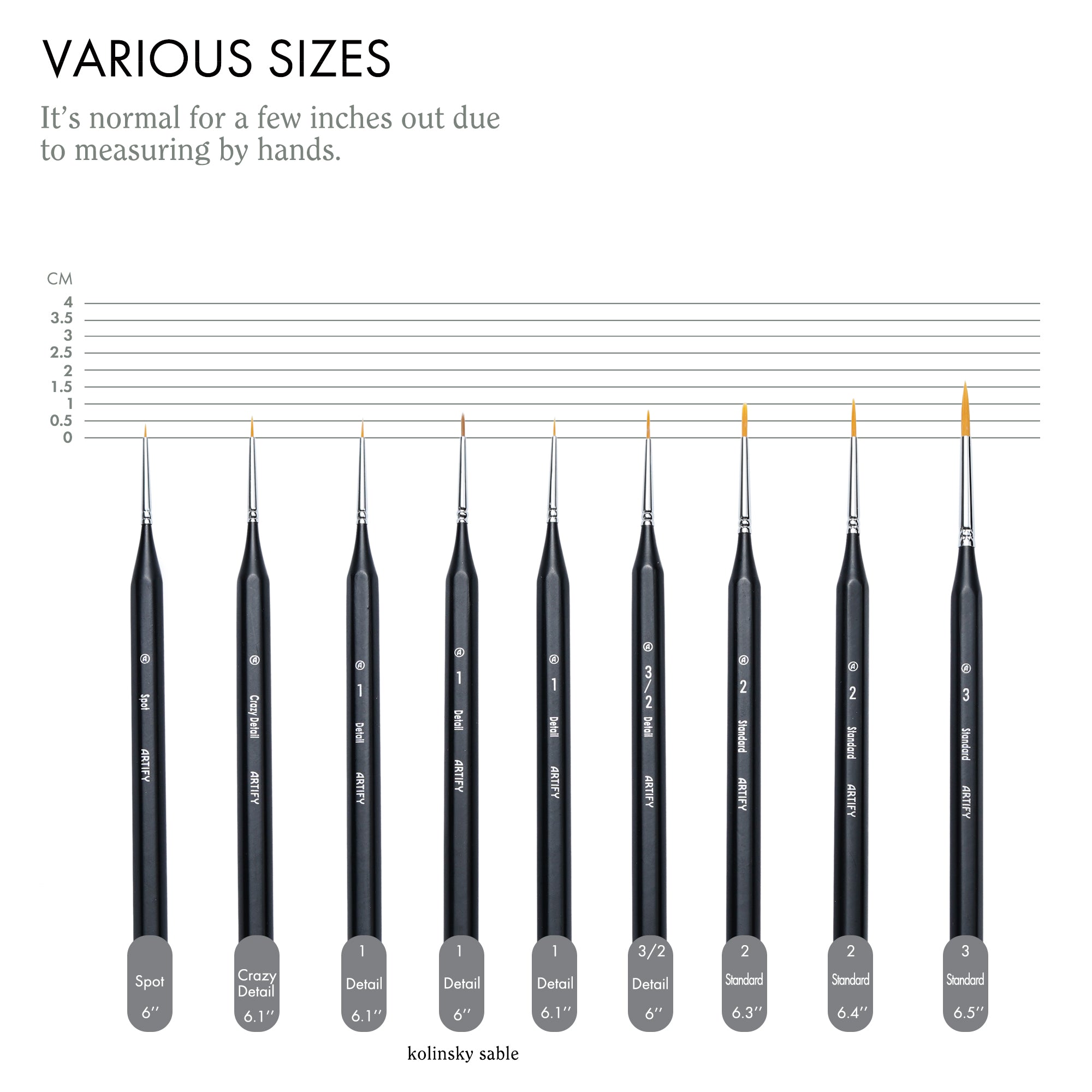 ARTIFY Miniature Detail Paint Brush Set: 9-Piece Round Small Model Paintbrushes, Thin Mini Tiny Micro Paint Brushes for Miniature Painting（） - Artify