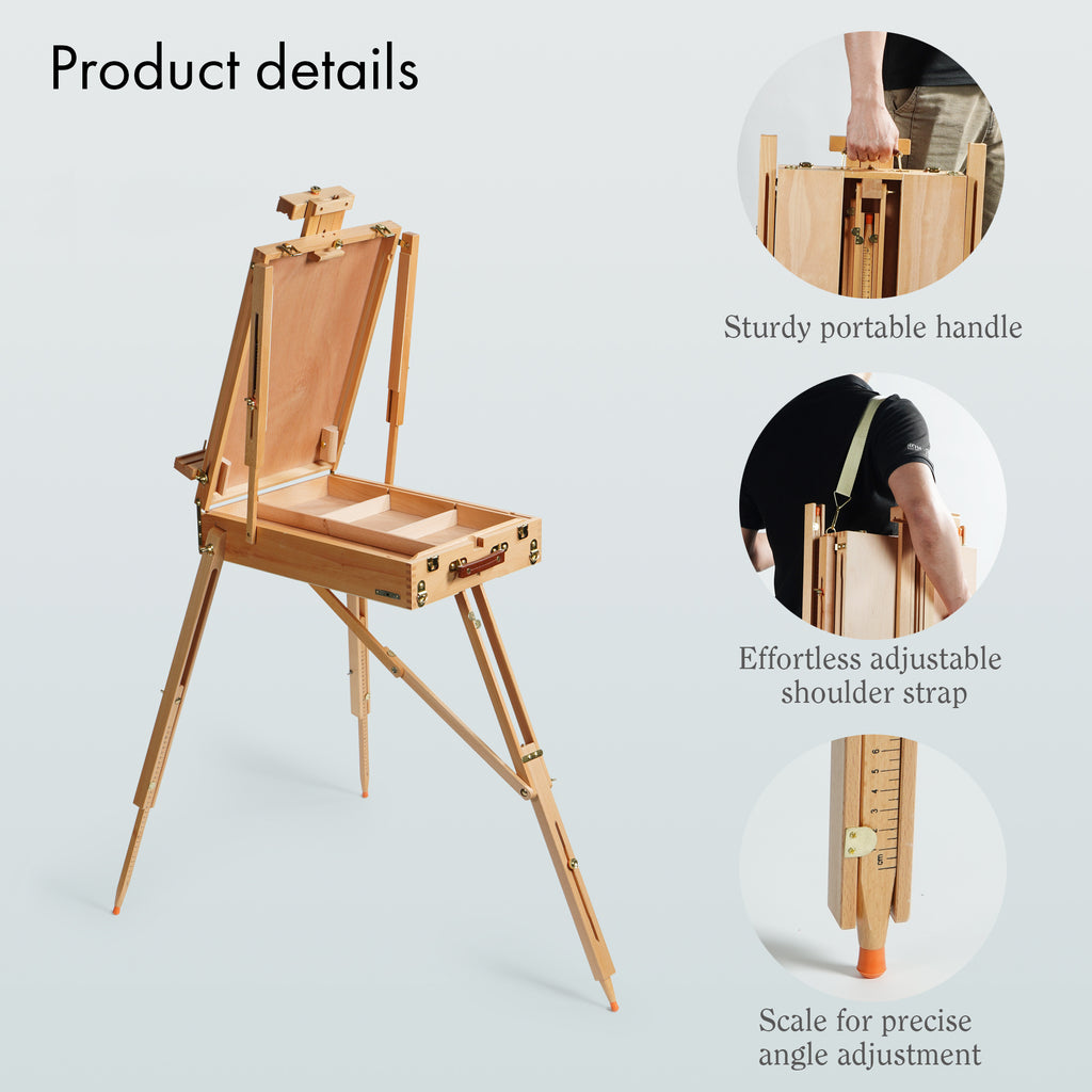 ARTIFY Foldable Portable Beechwood Art Easel Field Easel - Artify