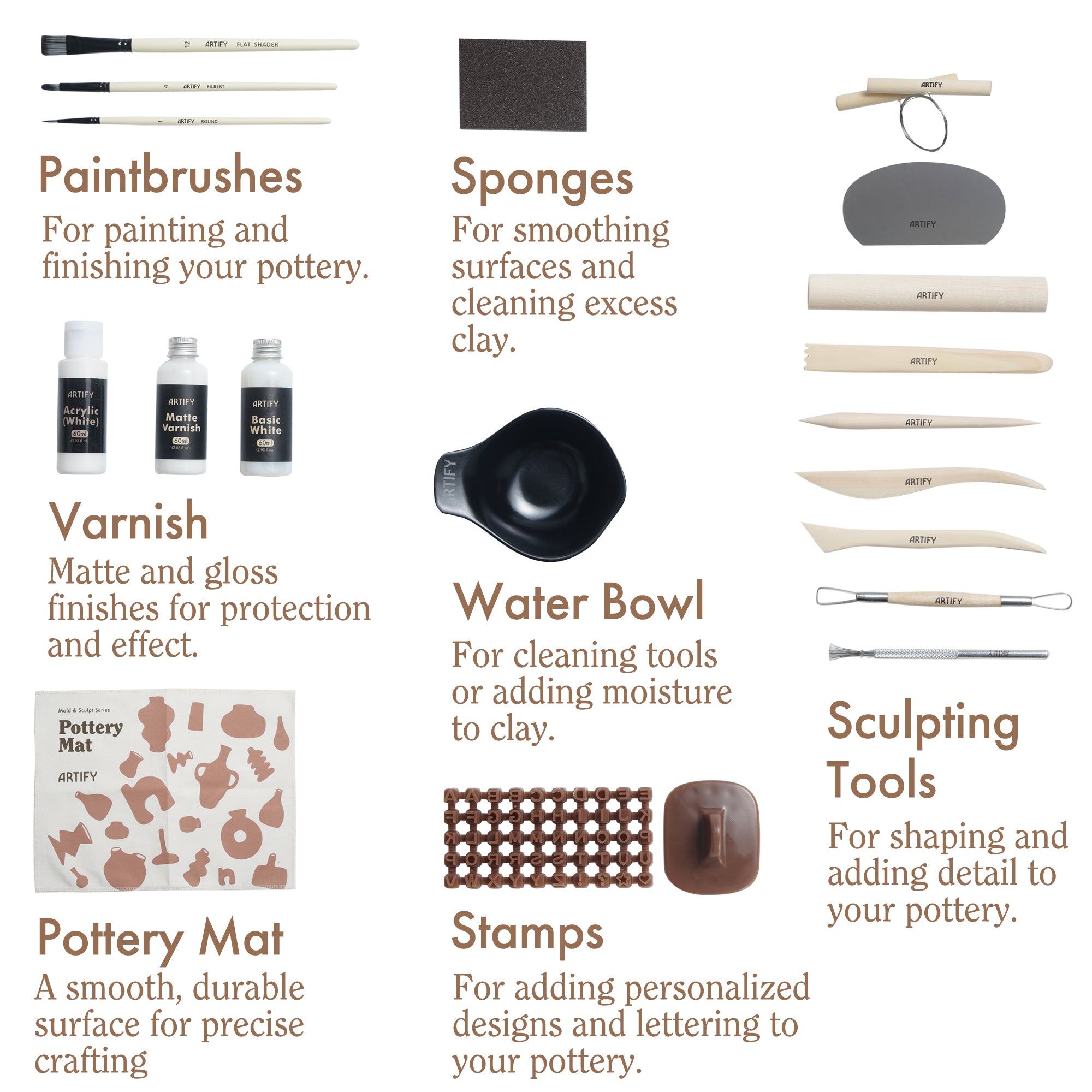 ARTIFY Air Dry Clay Craft Kit , DIY Home Pottery Kit for All Ages, Mold & Sculpt Series - Artify