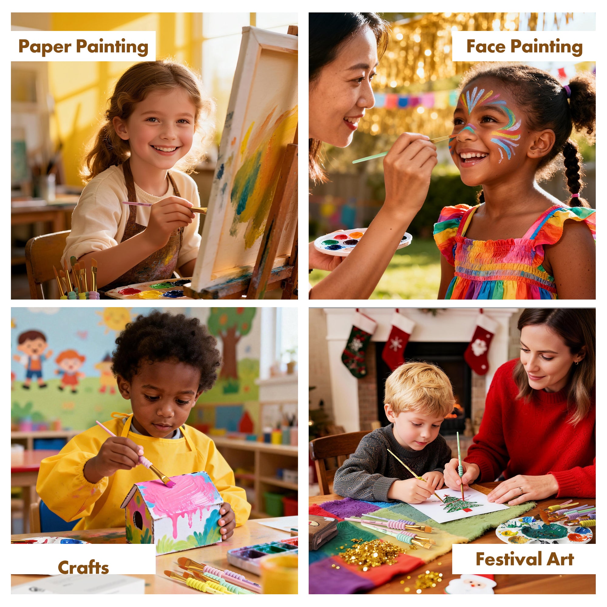 ARTIFY All-Purpose Paint Brushes for Kids with Cute Dino Bag, Ideal for Kids Arts & Crafts