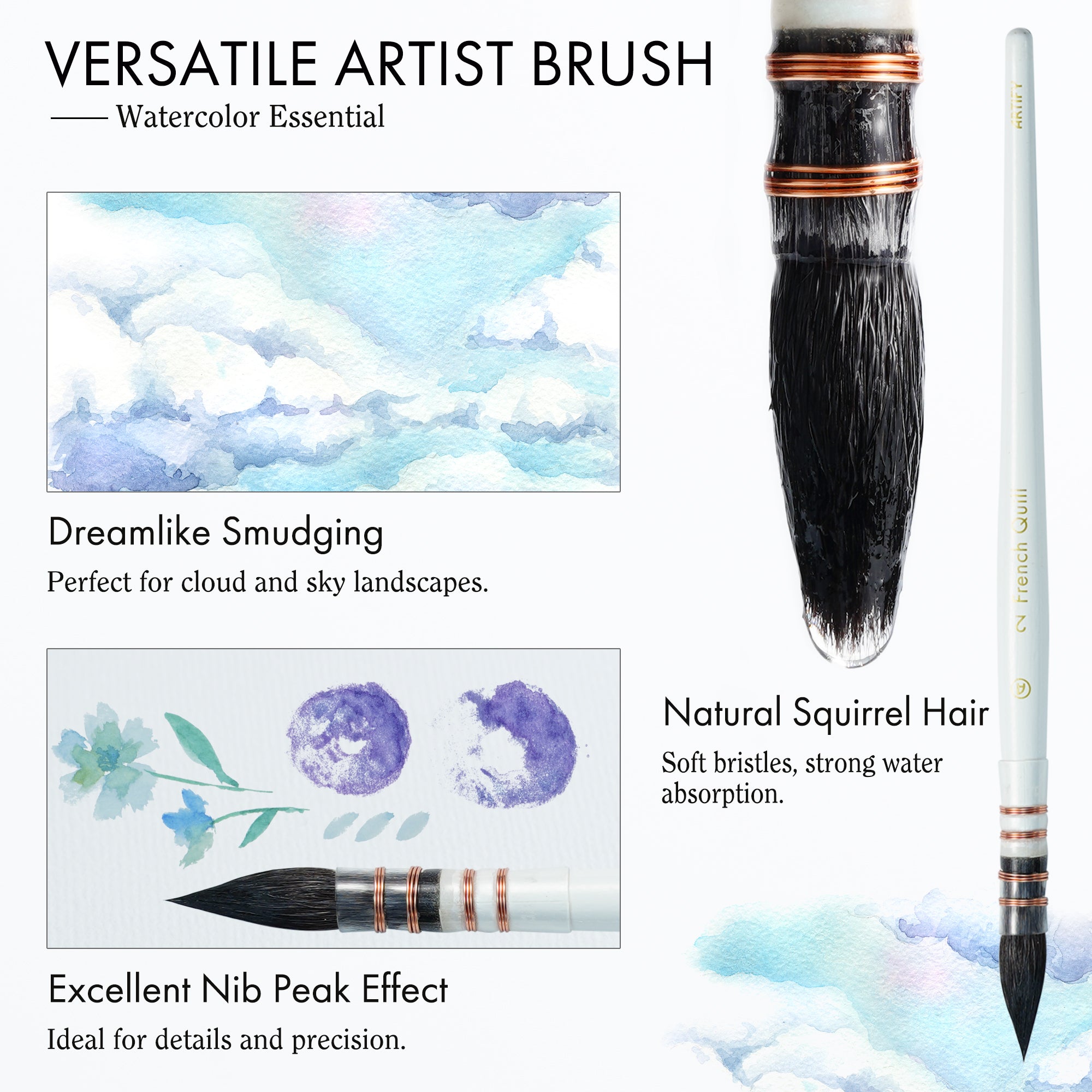 ARTIFY 9 PCS Travel Watercolor Brushes for Beginners & Pros - Artify