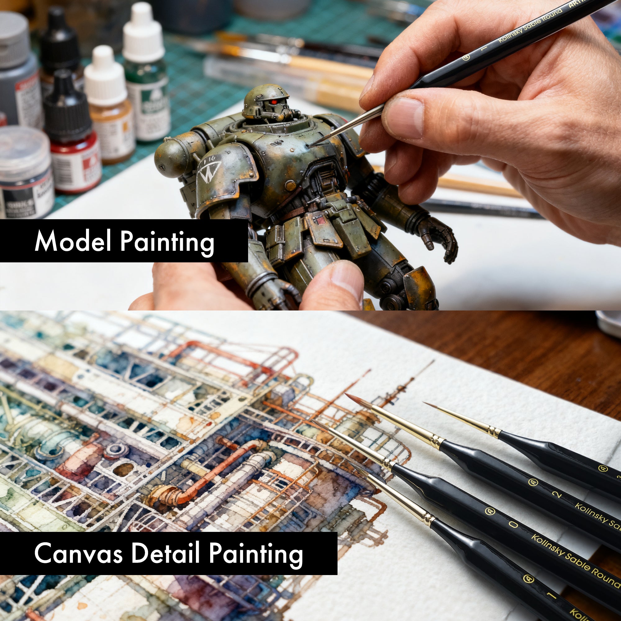 ARTIFY 100% Kolinsky Sable Micro Detail Paint Brushes, Master Series