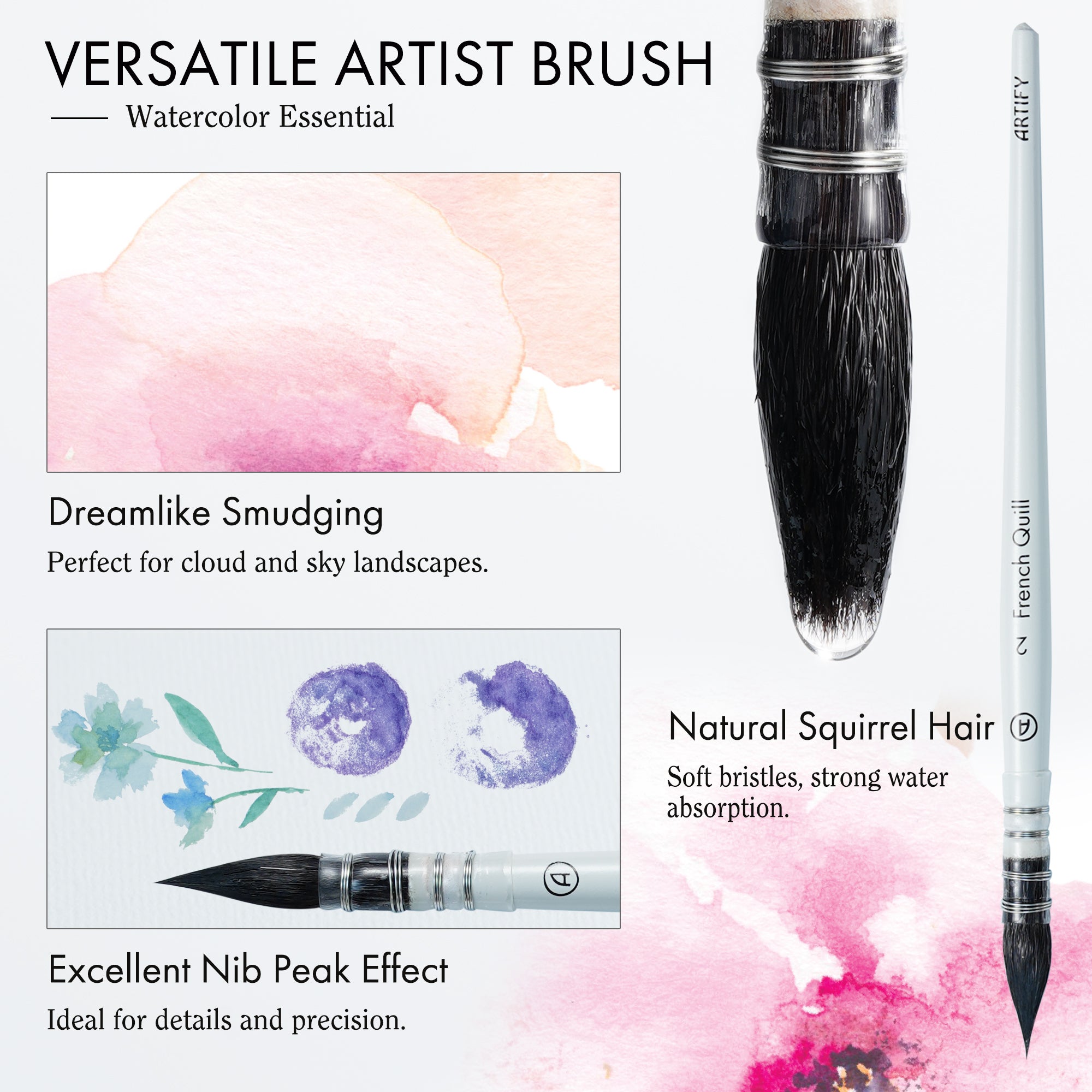 ARTIFY 9 PCS Travel Watercolor Brushes for Beginners & Pros