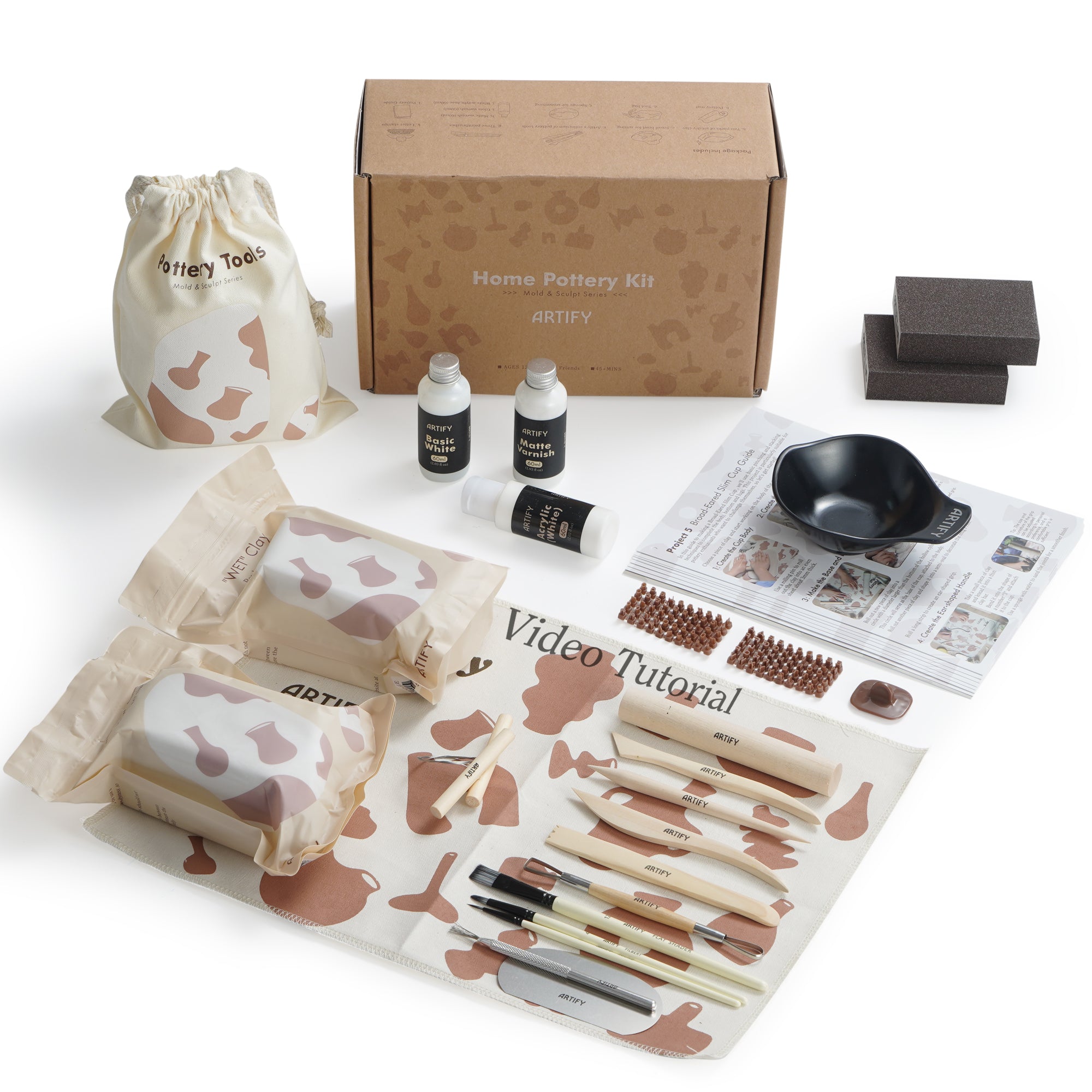 DIY Home Pottery Kit, Air Dry Clay Craft Kit for All Ages