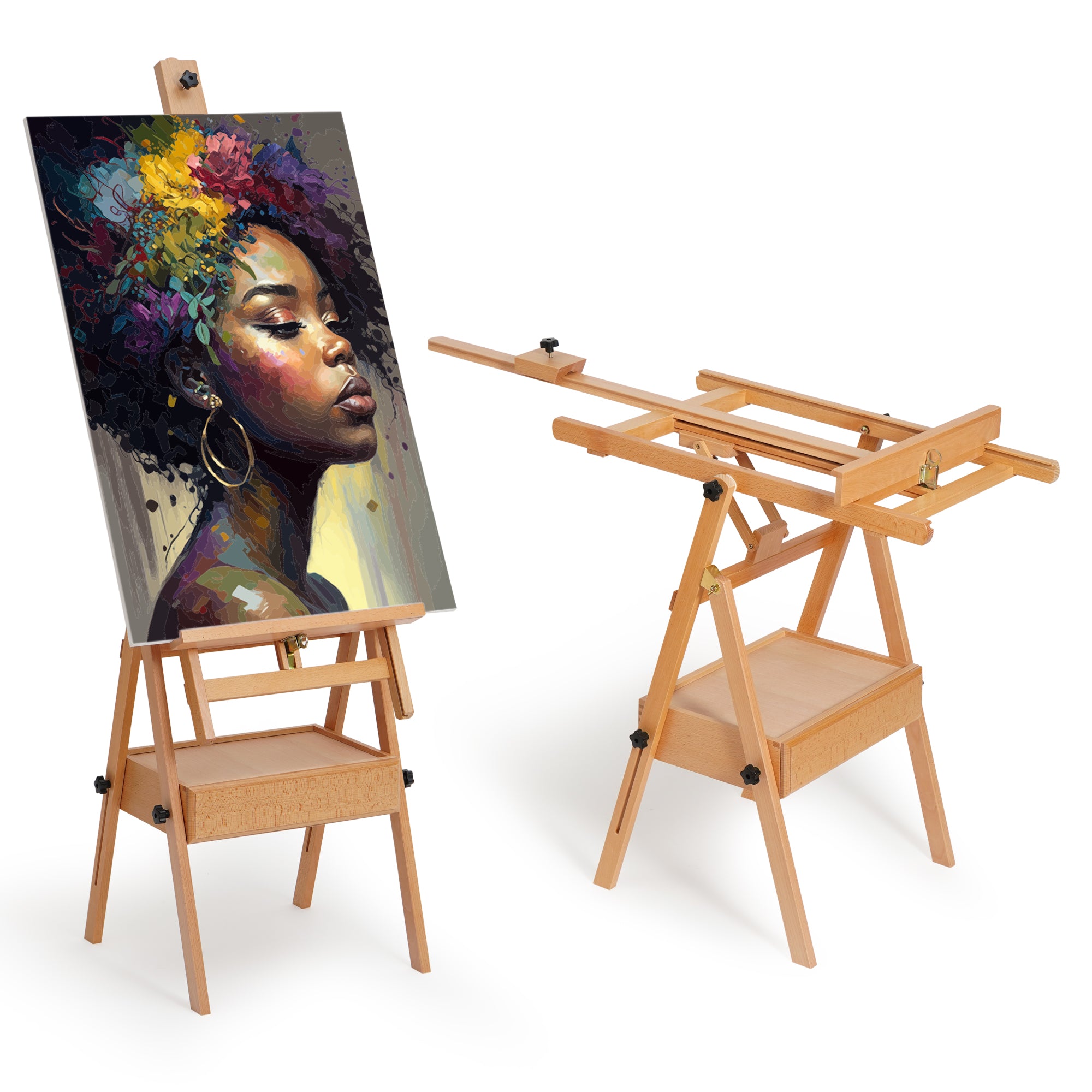 ARTIFY Large Wooden H-Frame Studio Beechwood Easel - Artify