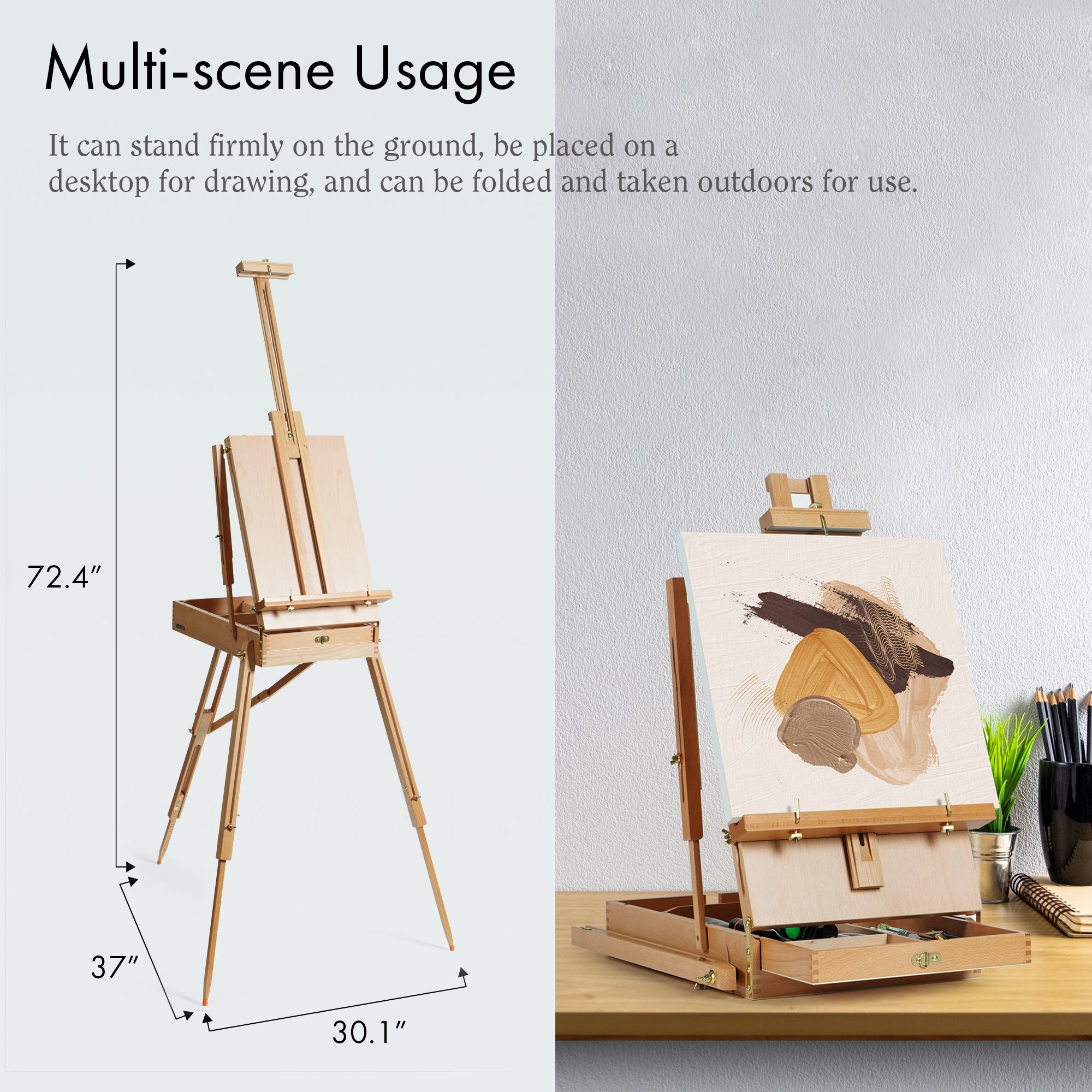 ARTIFY Foldable Portable Beechwood Art Easel Field Easel
