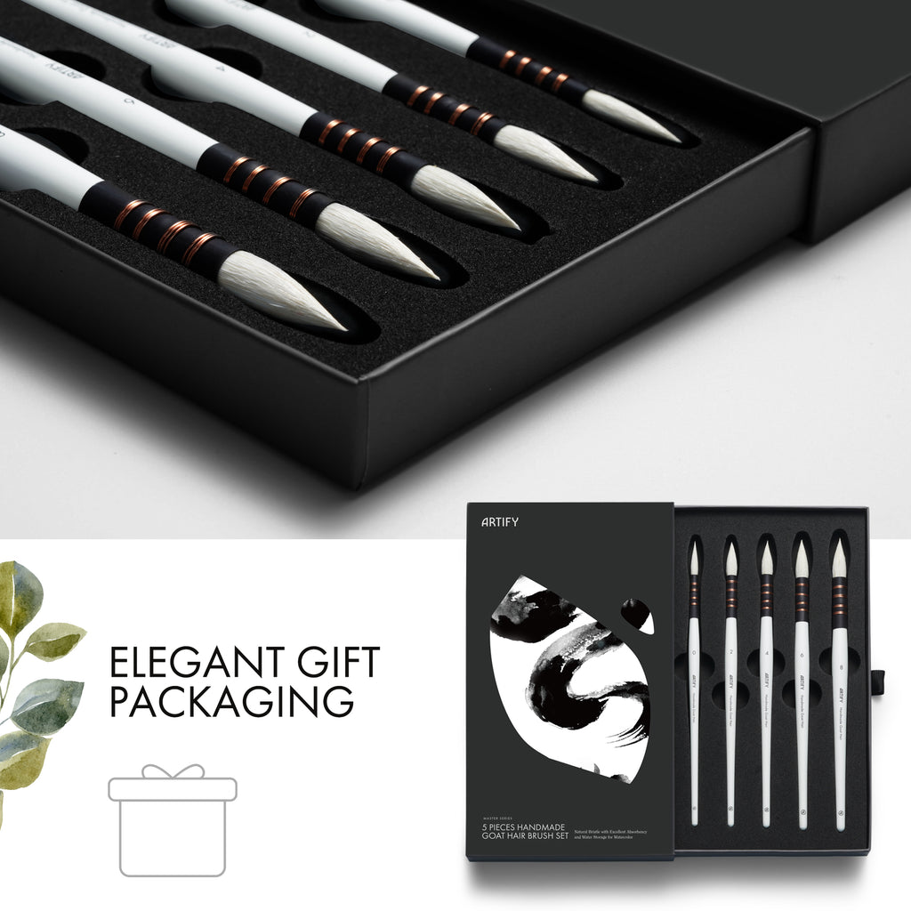 ARTIFY Professional Goat Hair Watercolor Brushes - Artify