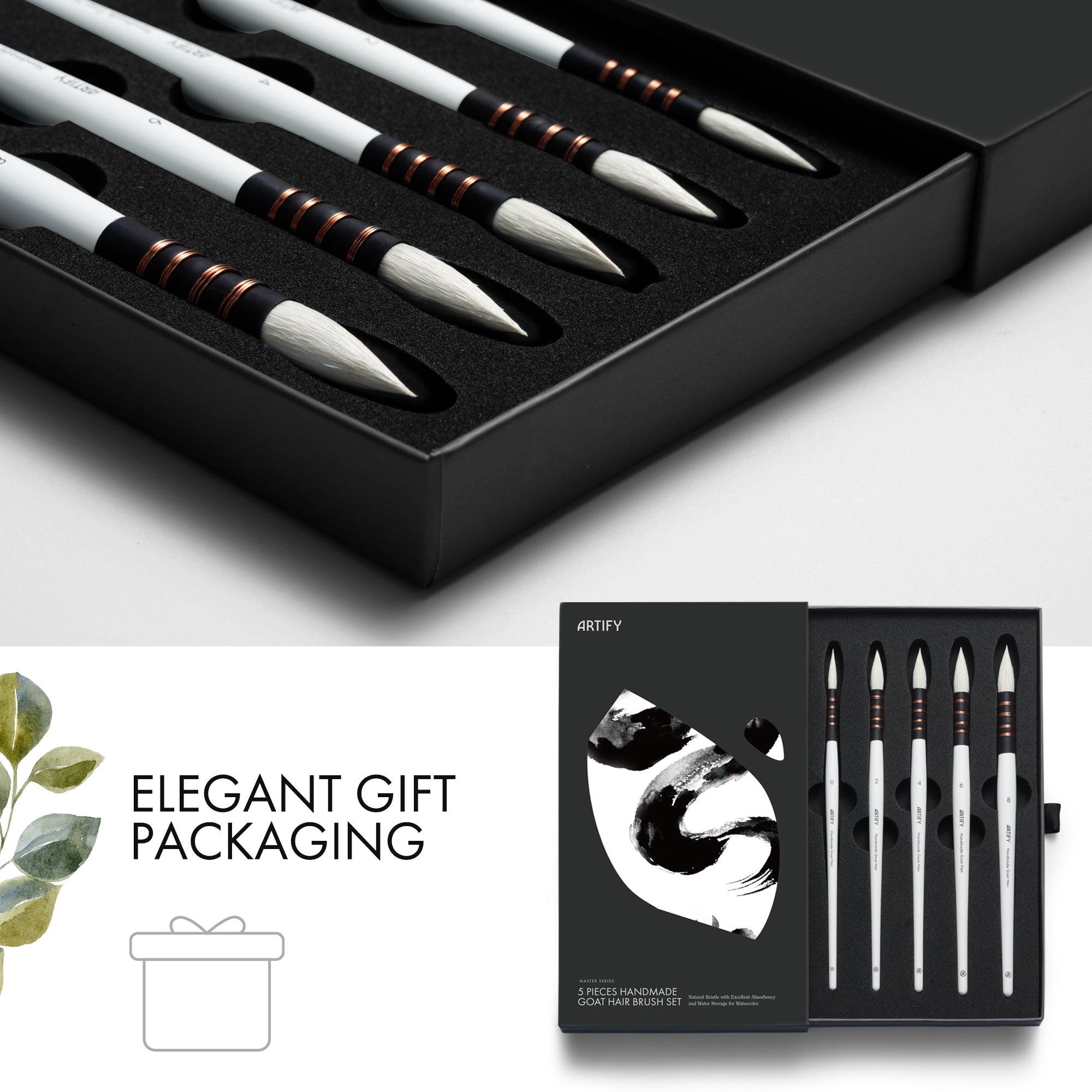 ARTIFY Professional Goat Hair Watercolor Brushes - Artify